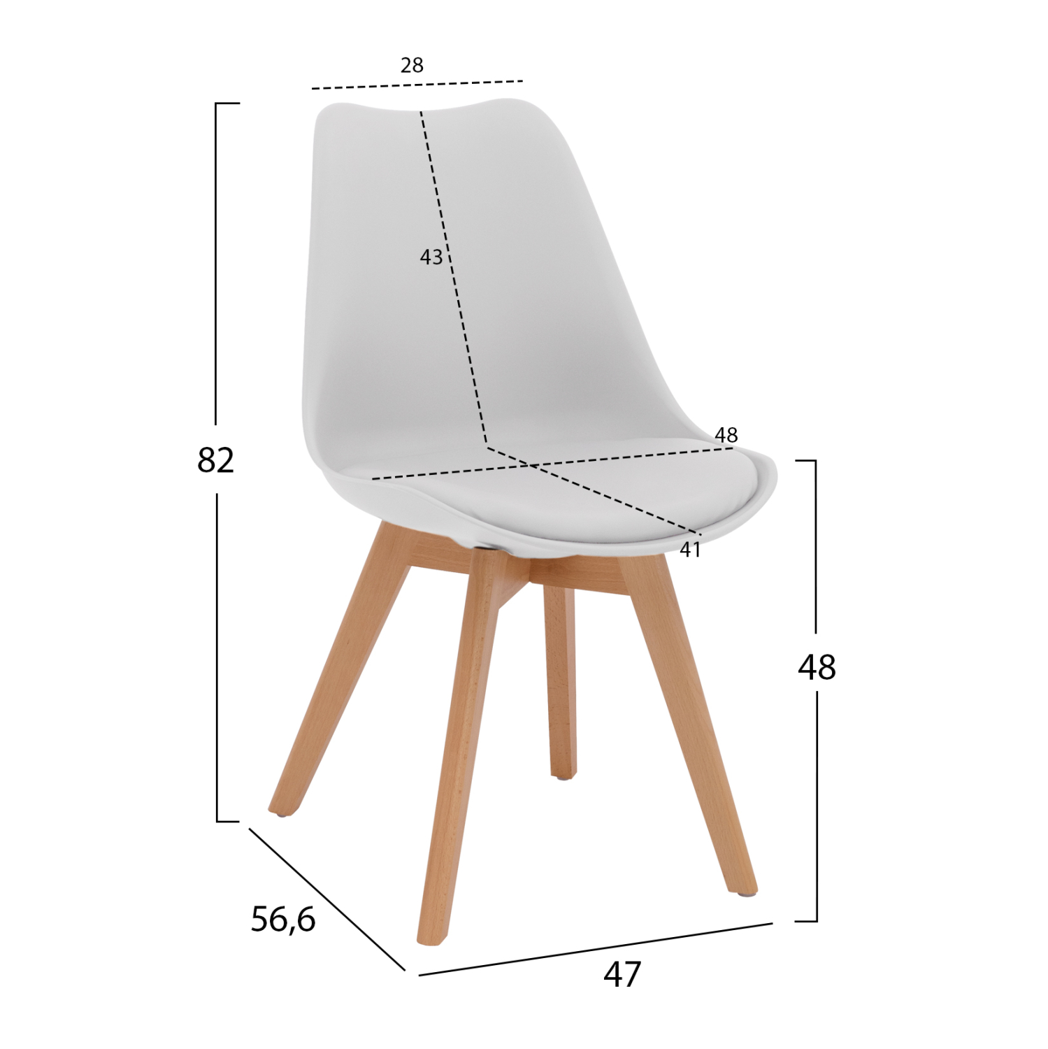 ΚΑΡΕΚΛΑ VEGAS HM0033.01 ΜΕ ΞΥΛΙΝΑ ΠΟΔΙΑ ΚΑΙ ΜΕ ΚΑΘΙΣΜΑ ΛΕΥΚΟ 47x56,6x82Υεκ. - Image 2
