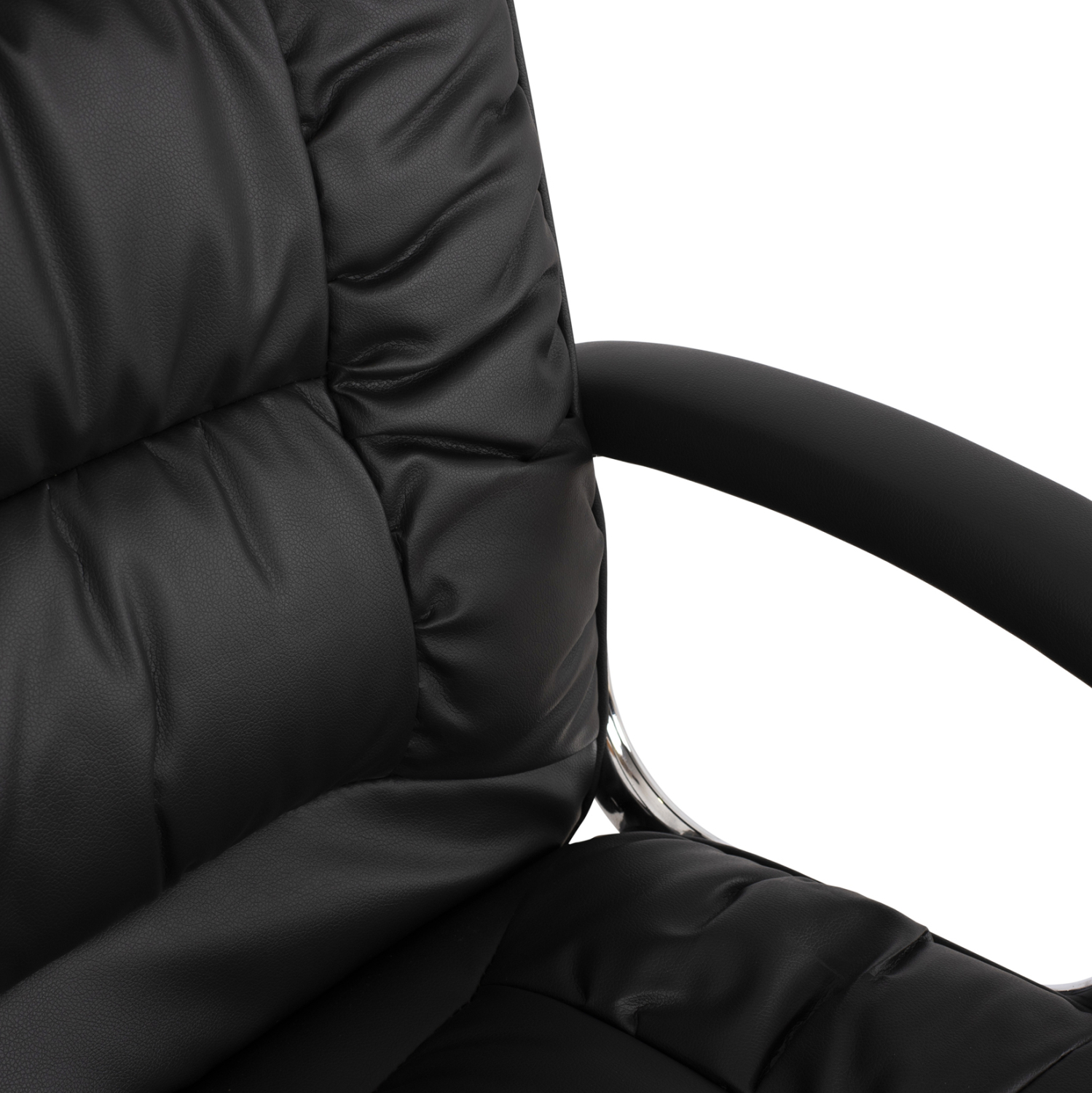 ΚΑΡΕΚΛΑ ΓΡΑΦΕΙΟΥ REESE HM1112 ΜΕ ΜΑΥΡΟ PU ΚΑΙ ΒΑΣΗ ΧΡΩΜΙΟΥ 63x67x113 cm. - Image 6