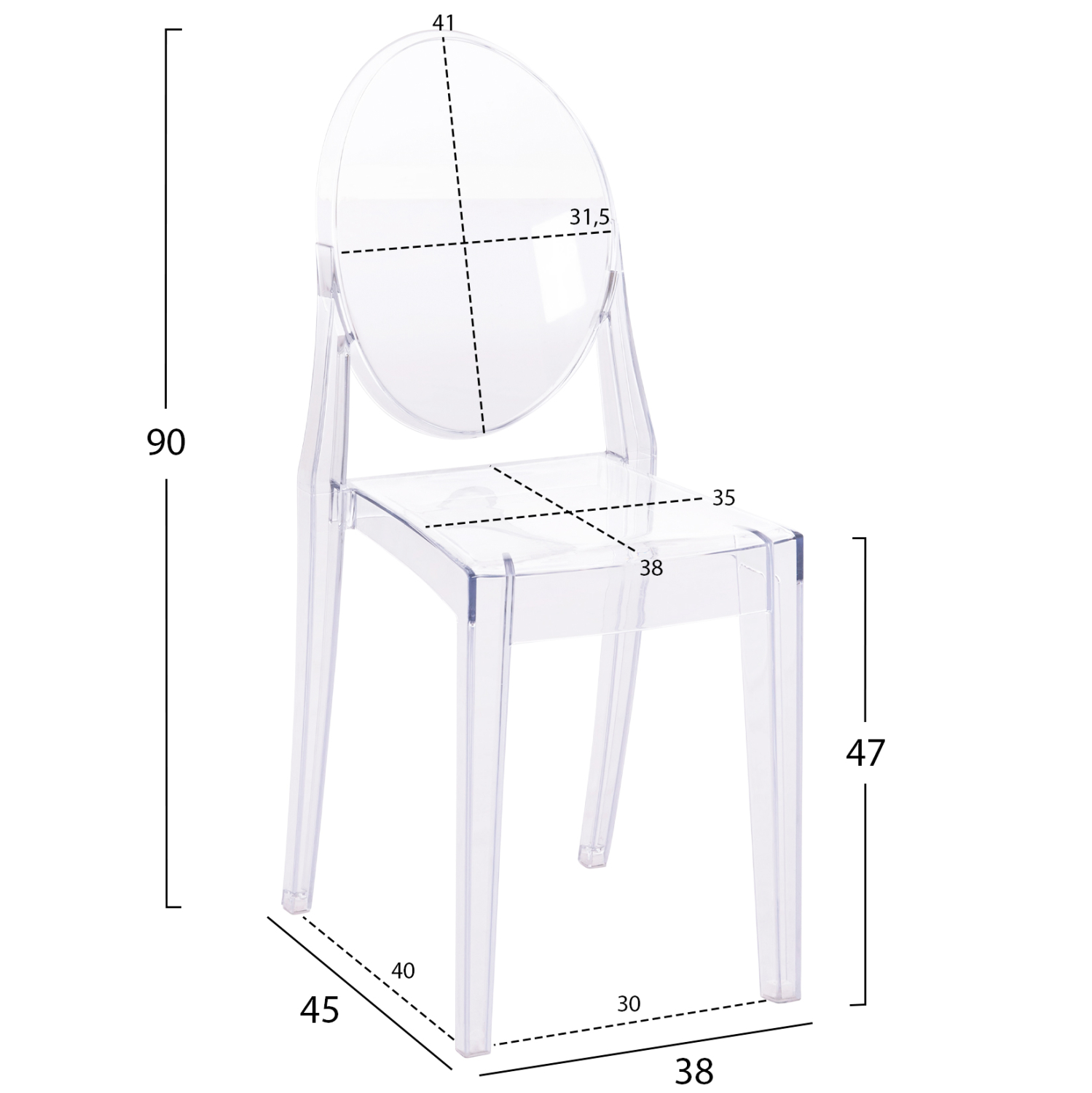 ΚΑΡEΚΛΑ ΤΡΑΠΕΖΑΡΙΑΣ ΑΚΡΥΛΙΚΗ ARAMIS HM0170 ΔΙΑΦΑΝΗ 34.5x50x90Υεκ. - Image 2