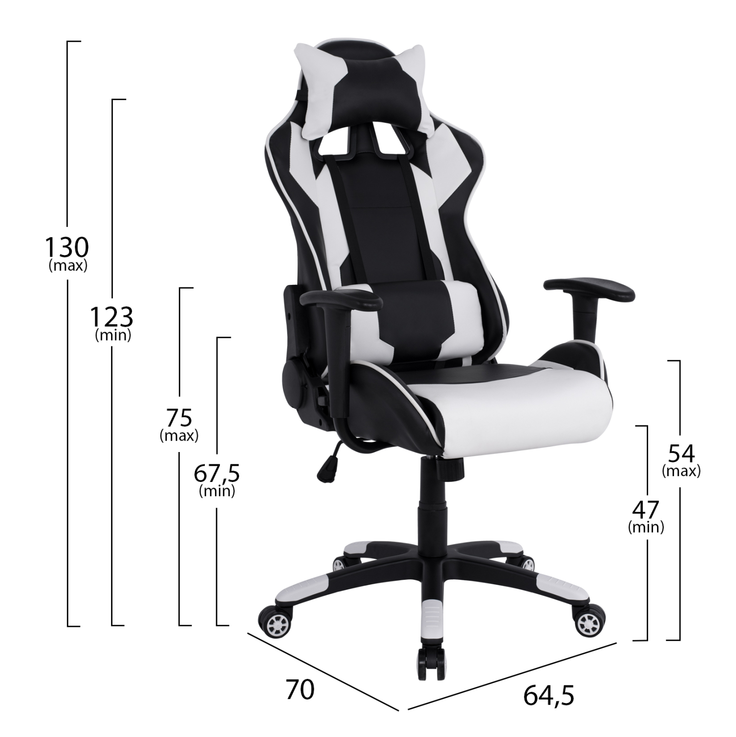 ΠΟΛΥΘΡΟΝΑ GAMING DARIUS HM1072.04 ΜΑΥΡΗ-ΛΕΥΚΗ 66,5x70x(122-129) cm - Image 2