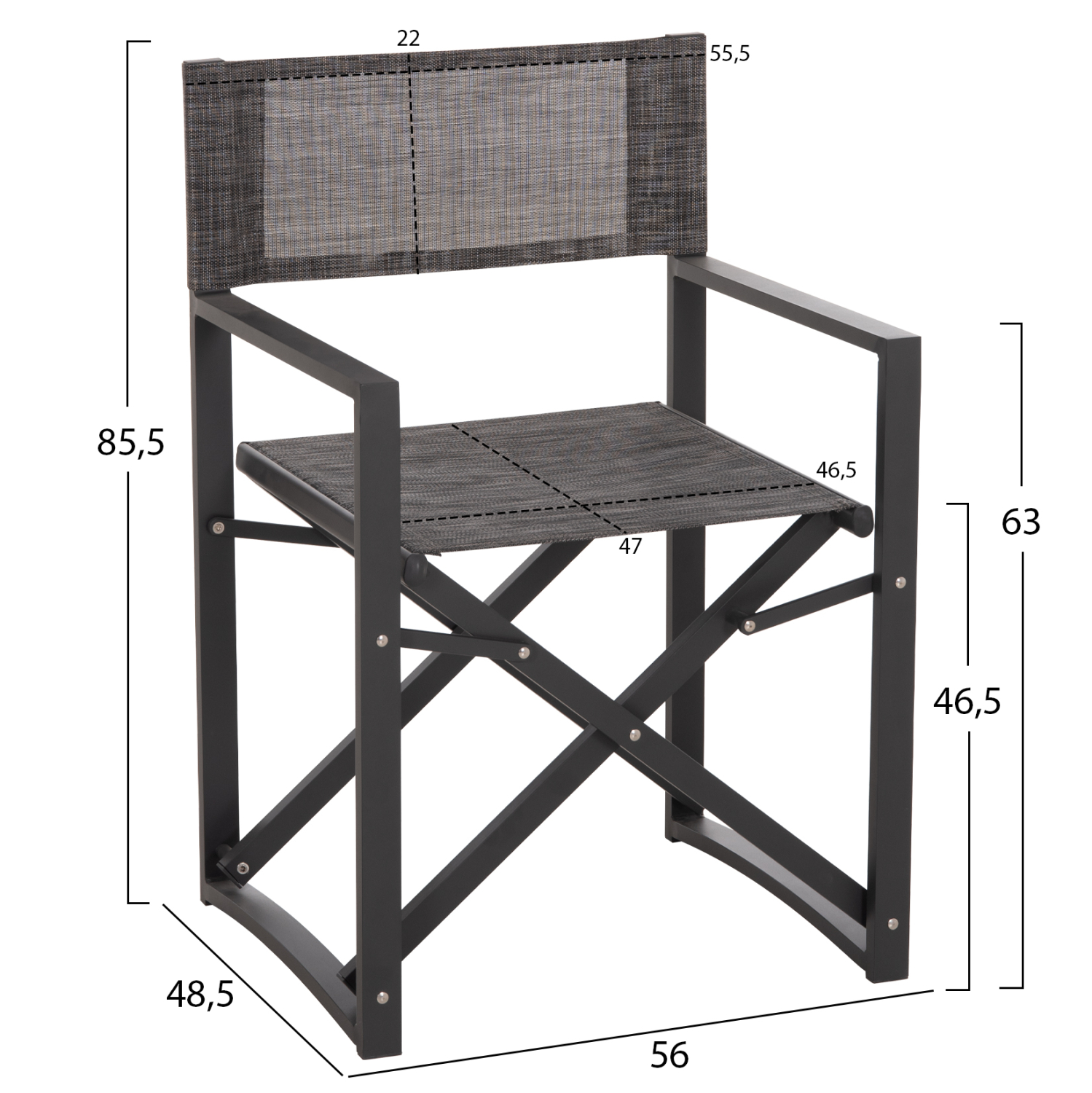 ΠΟΛΥΘΡΟΝΑ ΣΚΗΝΟΘΕΤΗ ΑΛΟΥΜΙΝΙΟΥ DUPRE HM5094.01 ΓΚΡΙ 57x48,5x85.5Yεκ - Image 2