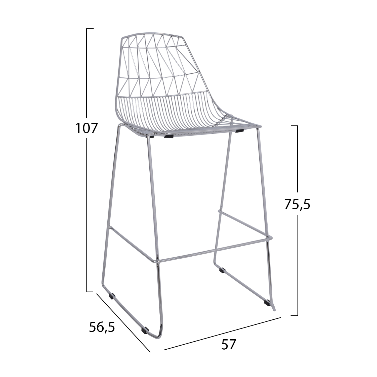 ΣΚΑΜΠΩ BAR ΜΕΤΑΛΛΙΚΟ HM5465.100 LUX ΧΡΩΜΙΟΥ 57x56,5x107 εκ. - Image 2