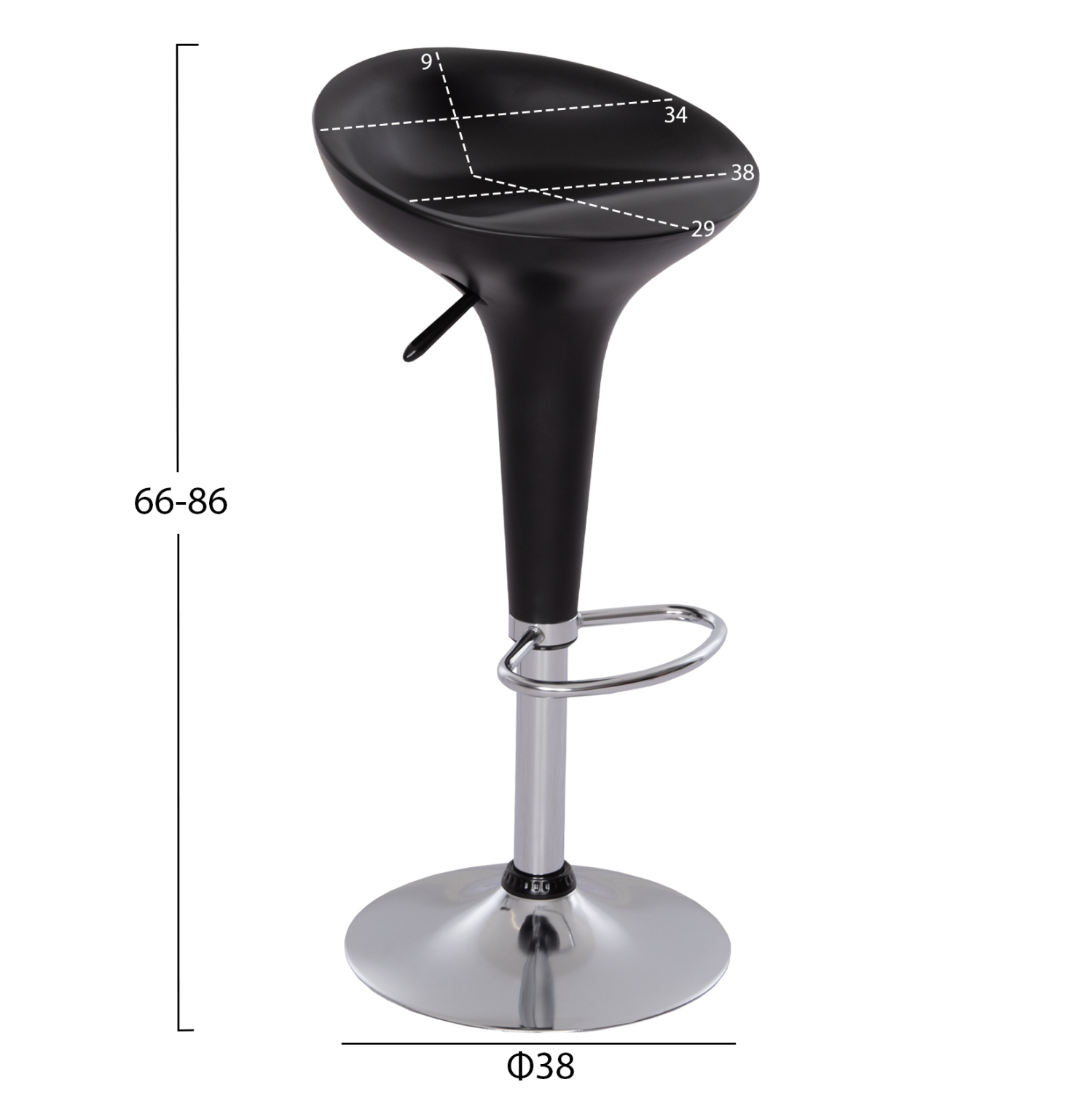 ΣΚΑΜΠΟ ΜΠΑΡ DAISY HM200.01 ΜΕ ΑΜΟΡΤΙΣΕΡ ΣΕ ΜΑΥΡΟ & ΧΡΩΜΙΟ ΧΡΩΜΑ 43,5x38x86Υεκ - Image 2