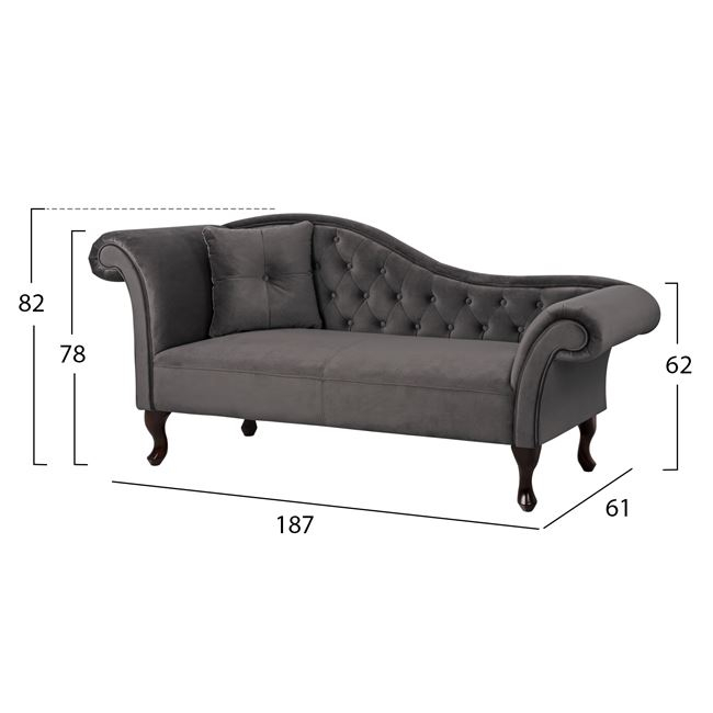 ΑΝΑΚΛΙΝΔΡΟ T.CHESTERFIELD ΓΚΡΙ ΒΕΛΟΥΔΟ NIOVI HM3007.10 ΑΡ.ΜΠΡΑΤΣO 189x61x84Yεκ. - Image 2