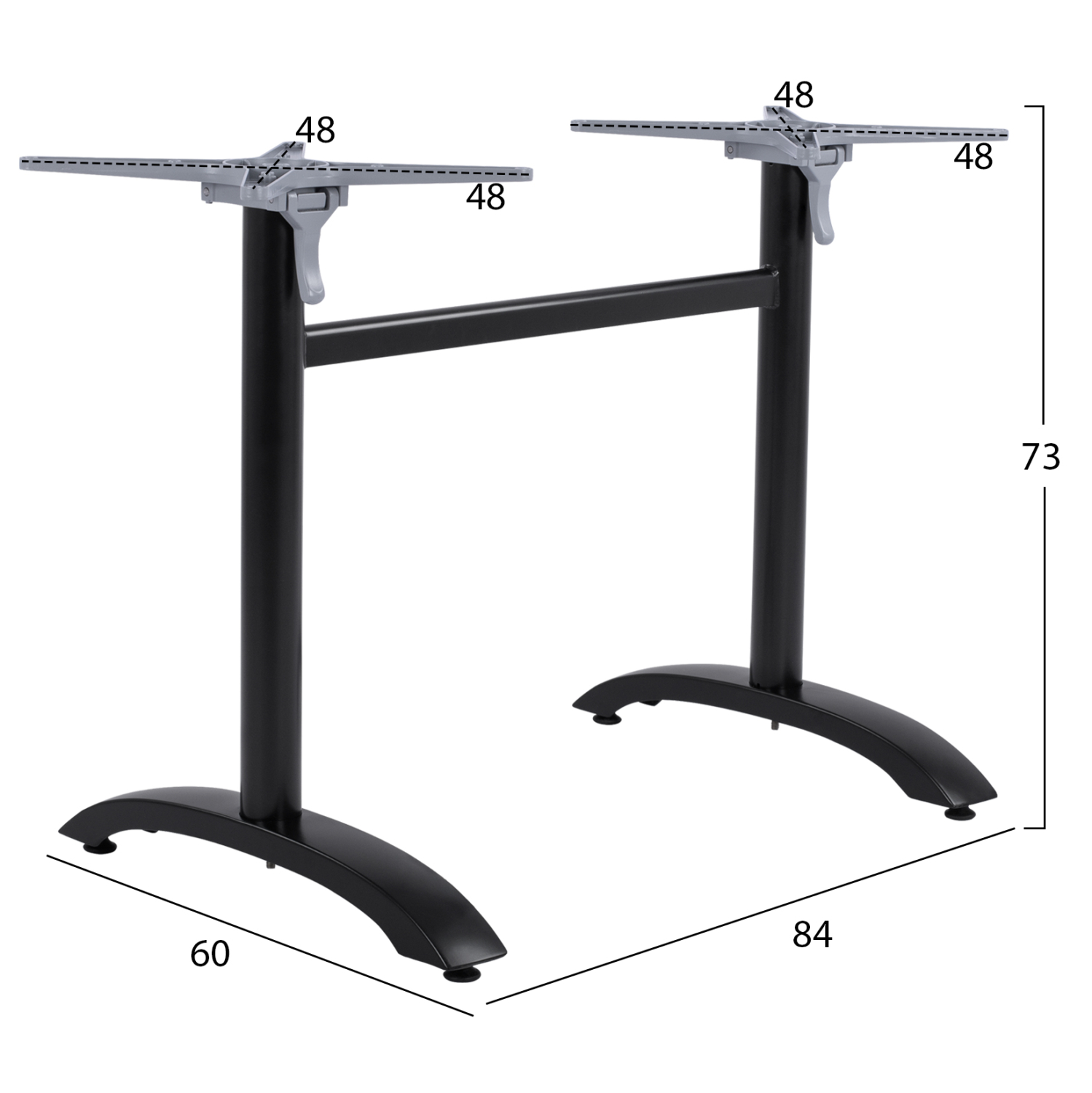 ΒΑΣΗ ΑΛΟΥΜΙΝΙΟΥ ΔΙΣΤΗΛΗ HM468.01 ΜΑΥΡΟ ΜΑΤ 78X59,5X73Υ εκ. - Image 3