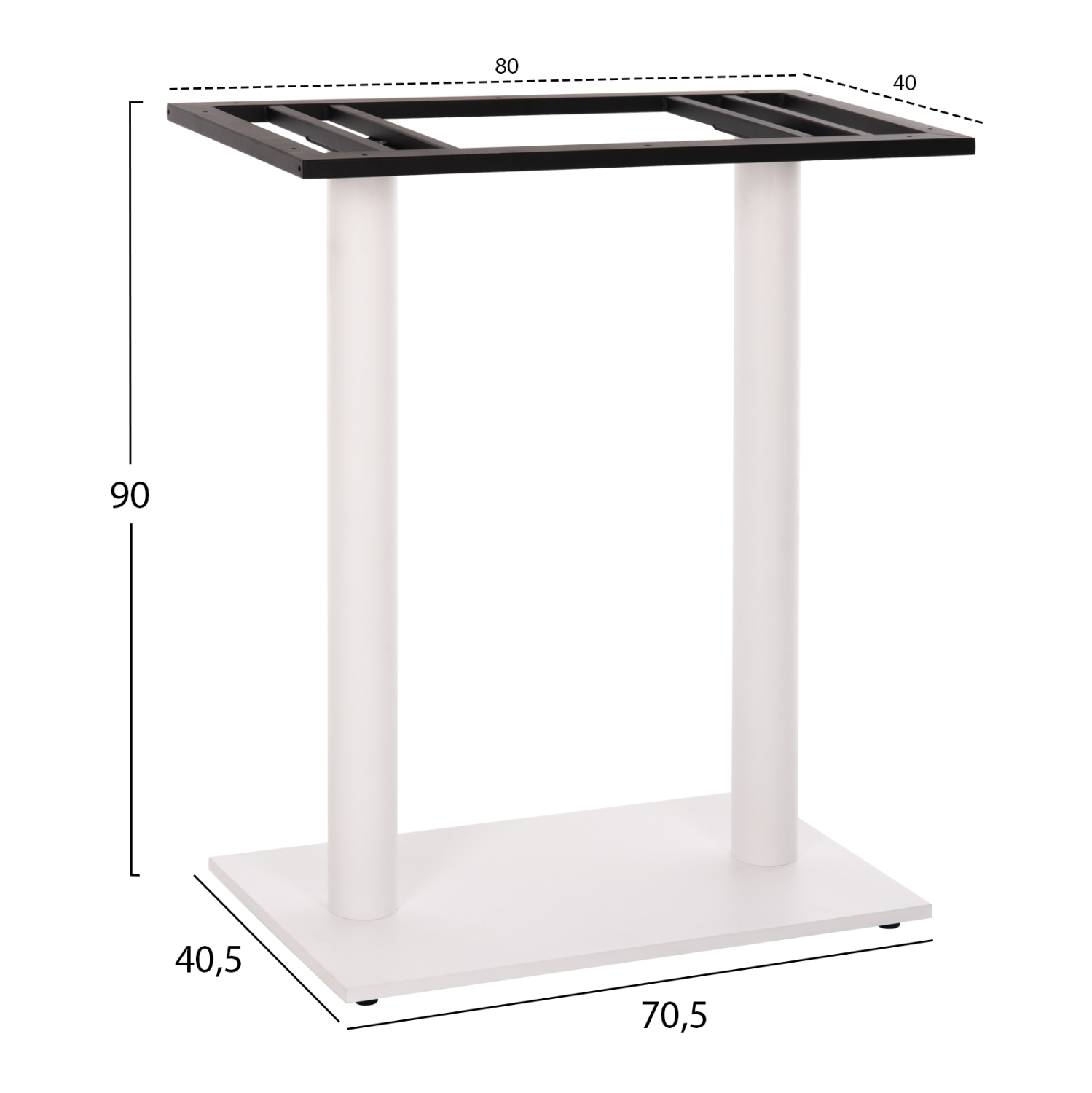 ΒΑΣΗ ΜΠΑΡ ΜΕΤΑΛΛΙΚΗ ΔΙΠΛΗ ΛΕΥΚΗ ΜΑΤ ΜΕΣΑΙΟΥ ΥΨΟΥΣ 40Χ80Χ90Υεκ. HM478.02 - Image 2