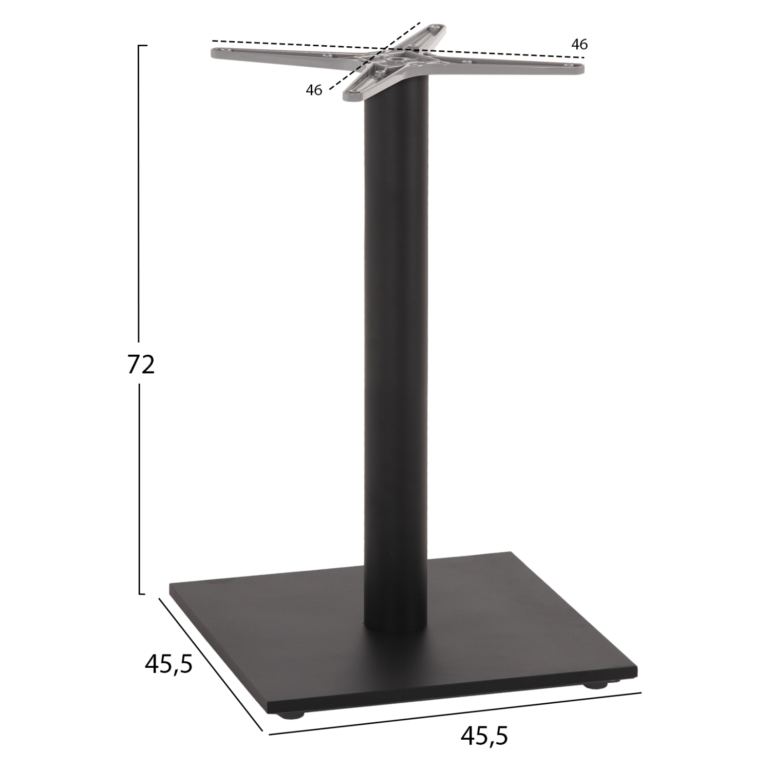 ΒΑΣΗ ΤΡΑΠΕΖΙΟΥ ΑΛΟΥΜΙΝΙΟΥ ΓΚΡΙ HM475.20 ΣΤΑΥΡΟΣ 46Χ46εκ 46Χ46Χ72Υεκ. - Image 2