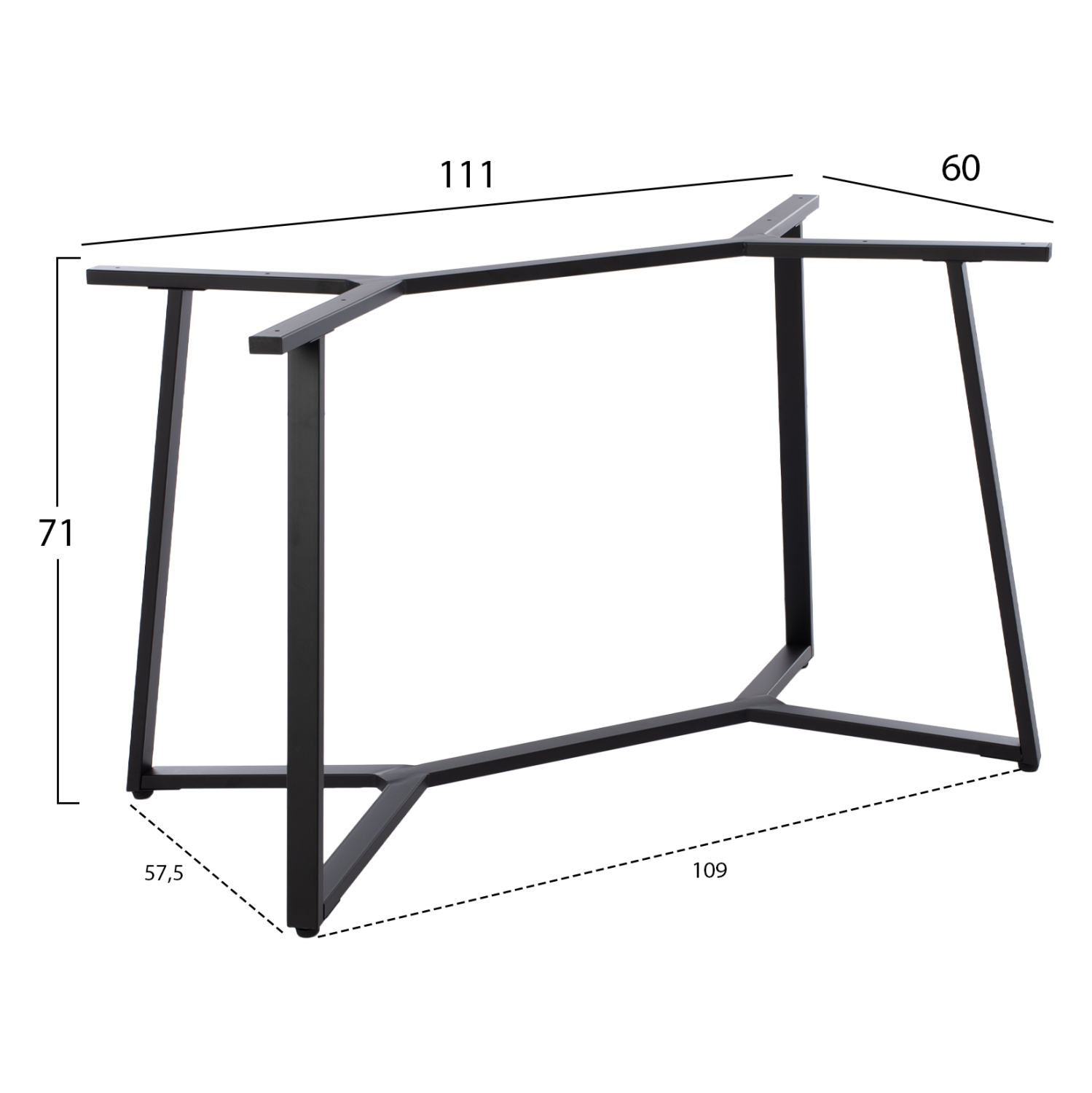 ΒΑΣΗ ΤΡΑΠΕΖΙΟΥ ΜΑΥΡΗ ΜΕΤΑΛΛΙΚΗ HM471.01 111Χ60Χ71Y εκ. - Image 2