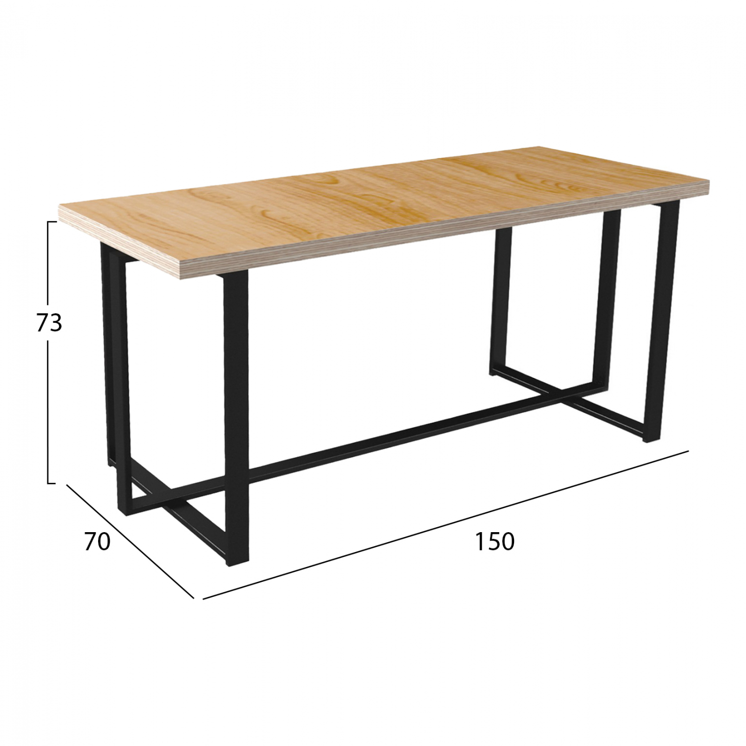 ΒΑΣΗ ΤΡΑΠΕΖΙΟΥ ΜΕΤΑΛΛΙΚΗ ΜΑΥΡΗ TS924 150x70x73 εκ. - Image 2