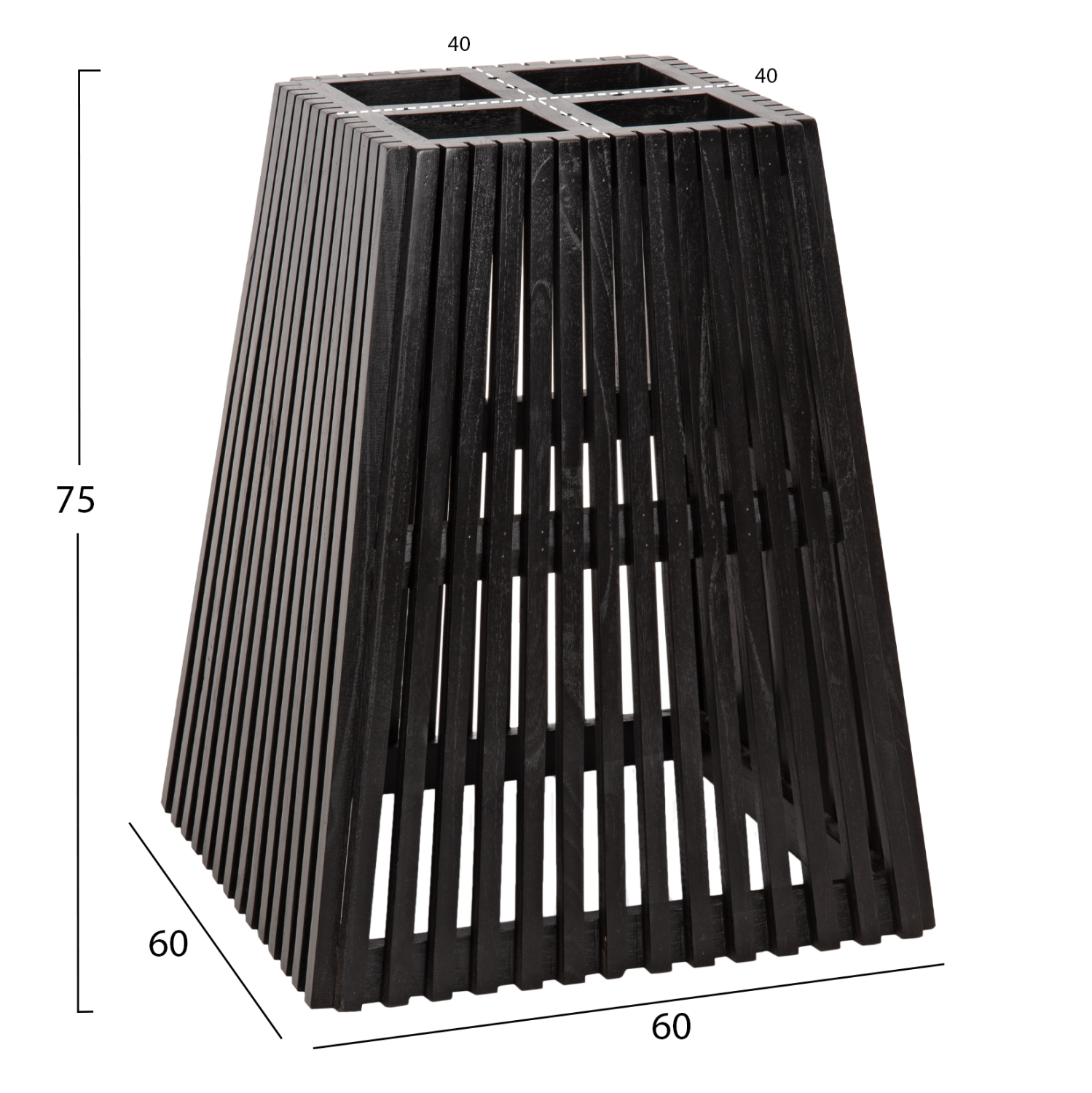 ΒΑΣΗ ΤΡΑΠΕΖΙΟΥ ΕΣΩΤ.ΧΩΡΟΥ ΤΕΤΡΑΓΩΝΗ FRANTZ HM9460.02 ΞΥΛΟ MINDI ΣΕ ΜΑΥΡΟ 60x60x75Y εκ. - Image 2