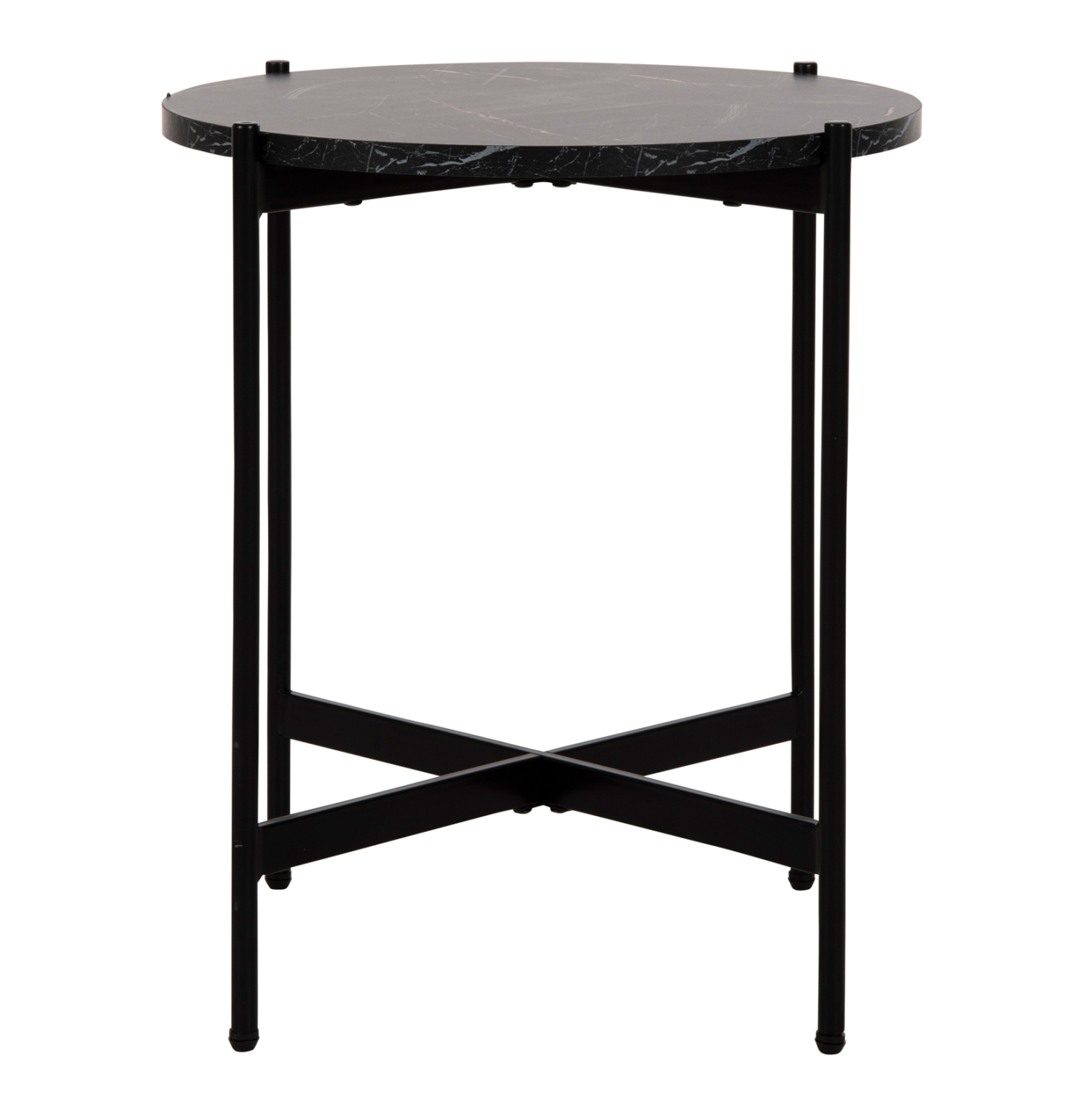 ΒΟΗΘΗΤΙΚΟ ΤΡΑΠΕΖΙ HM9589.01 MDF ΜΑΥΡΟ ΜΑΡΜΑΡΟ-ΜΑΥΡΗ ΜΕΤΑΛΛΙΚΗ ΒΑΣΗ Φ50x55Υεκ. - Image 3