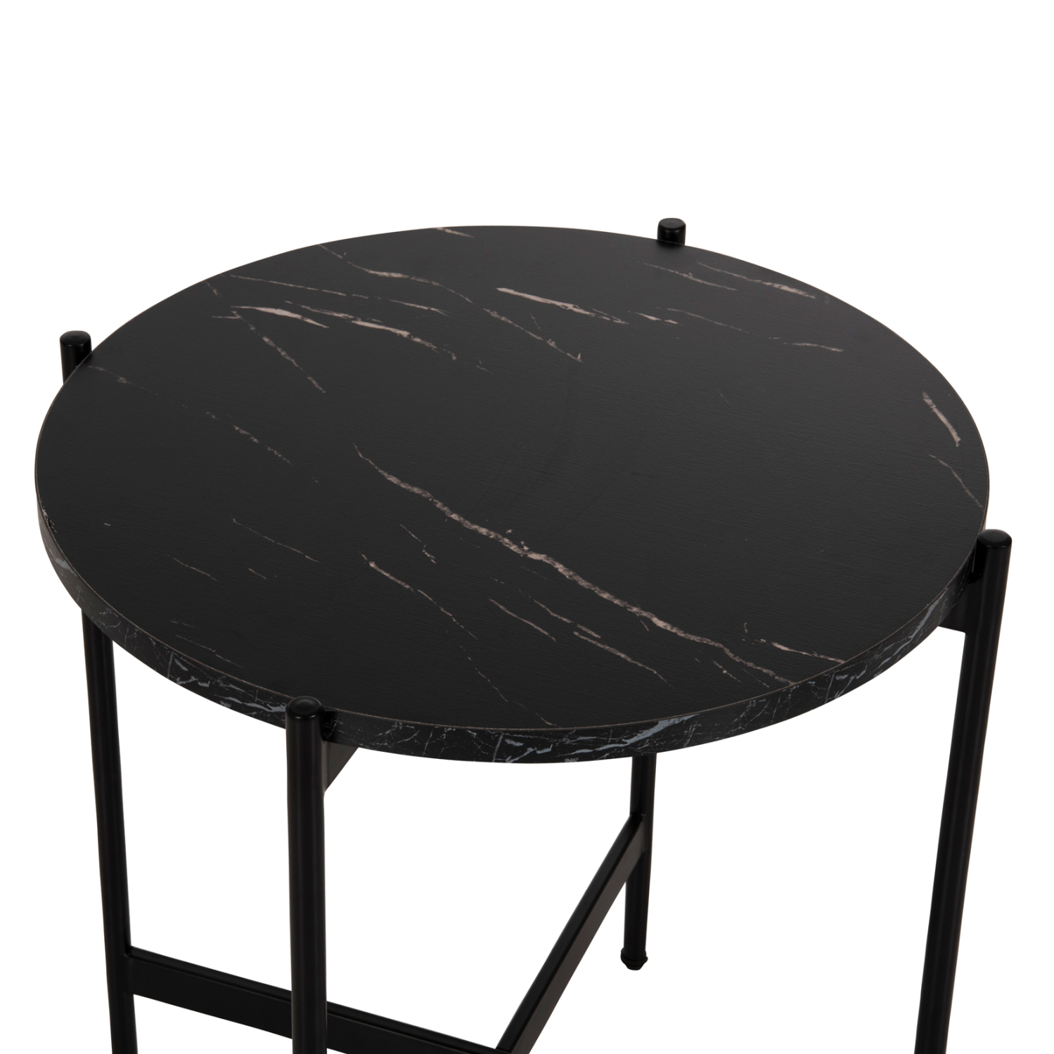 ΒΟΗΘΗΤΙΚΟ ΤΡΑΠΕΖΙ HM9589.01 MDF ΜΑΥΡΟ ΜΑΡΜΑΡΟ-ΜΑΥΡΗ ΜΕΤΑΛΛΙΚΗ ΒΑΣΗ Φ50x55Υεκ. - Image 4