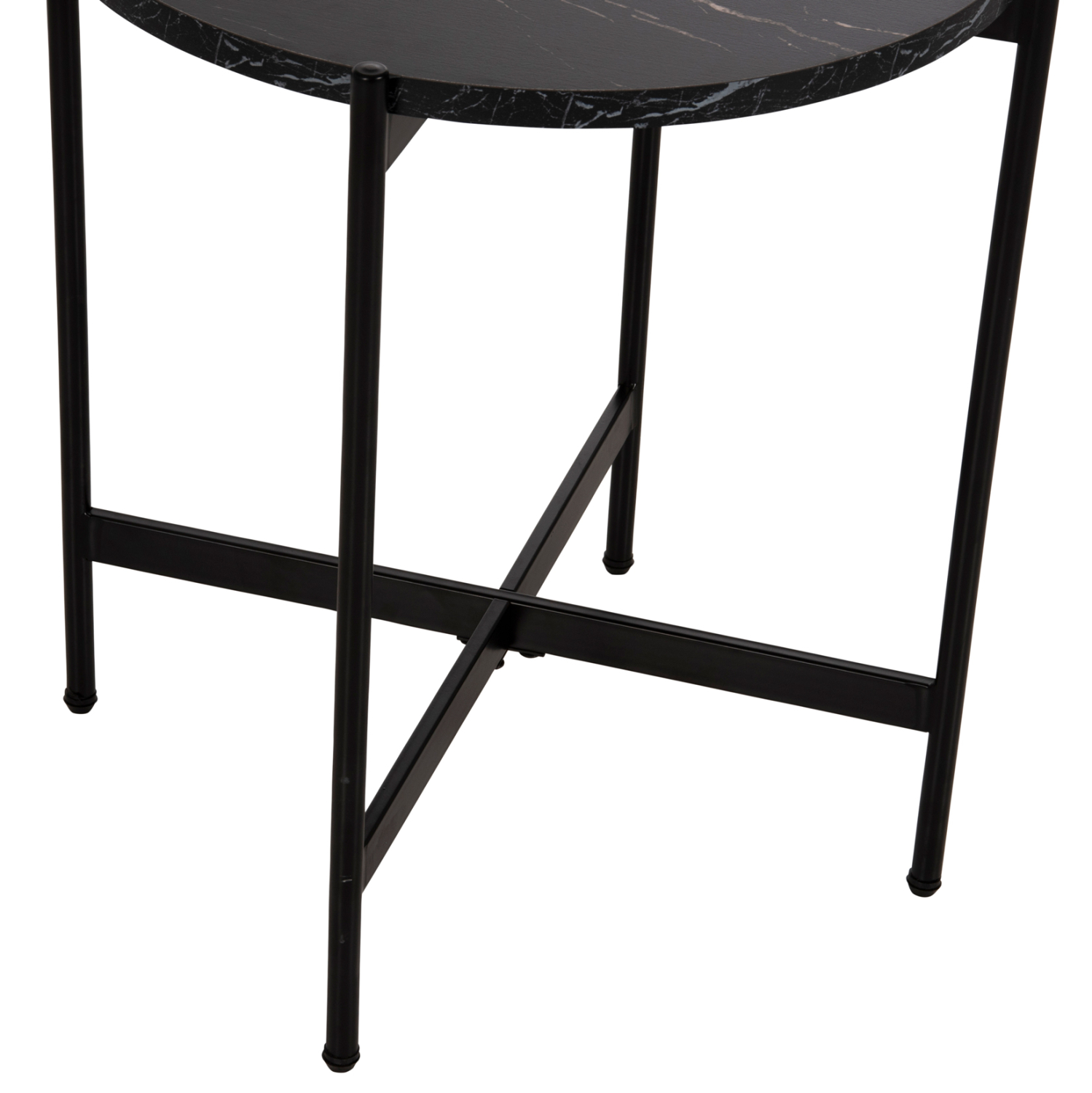 ΒΟΗΘΗΤΙΚΟ ΤΡΑΠΕΖΙ HM9589.01 MDF ΜΑΥΡΟ ΜΑΡΜΑΡΟ-ΜΑΥΡΗ ΜΕΤΑΛΛΙΚΗ ΒΑΣΗ Φ50x55Υεκ. - Image 5