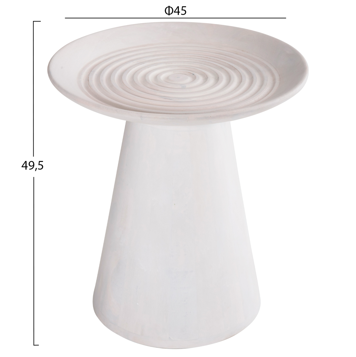 ΒΟΗΘΗΤΙΚΟ ΤΡΑΠΕΖΙ ΣΤΡΟΓΓΥΛΟ ROSS HM9708 ΜΑΣΙΦ ΞΥΛΟ MANGO ΣΕ ΛΕΥΚΟ Φ45x48Υεκ. - Image 2