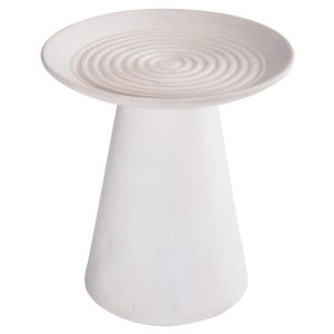 ΒΟΗΘΗΤΙΚΟ ΤΡΑΠΕΖΙ ΣΤΡΟΓΓΥΛΟ ROSS HM9708 ΜΑΣΙΦ ΞΥΛΟ MANGO ΣΕ ΛΕΥΚΟ Φ45x48Υεκ.