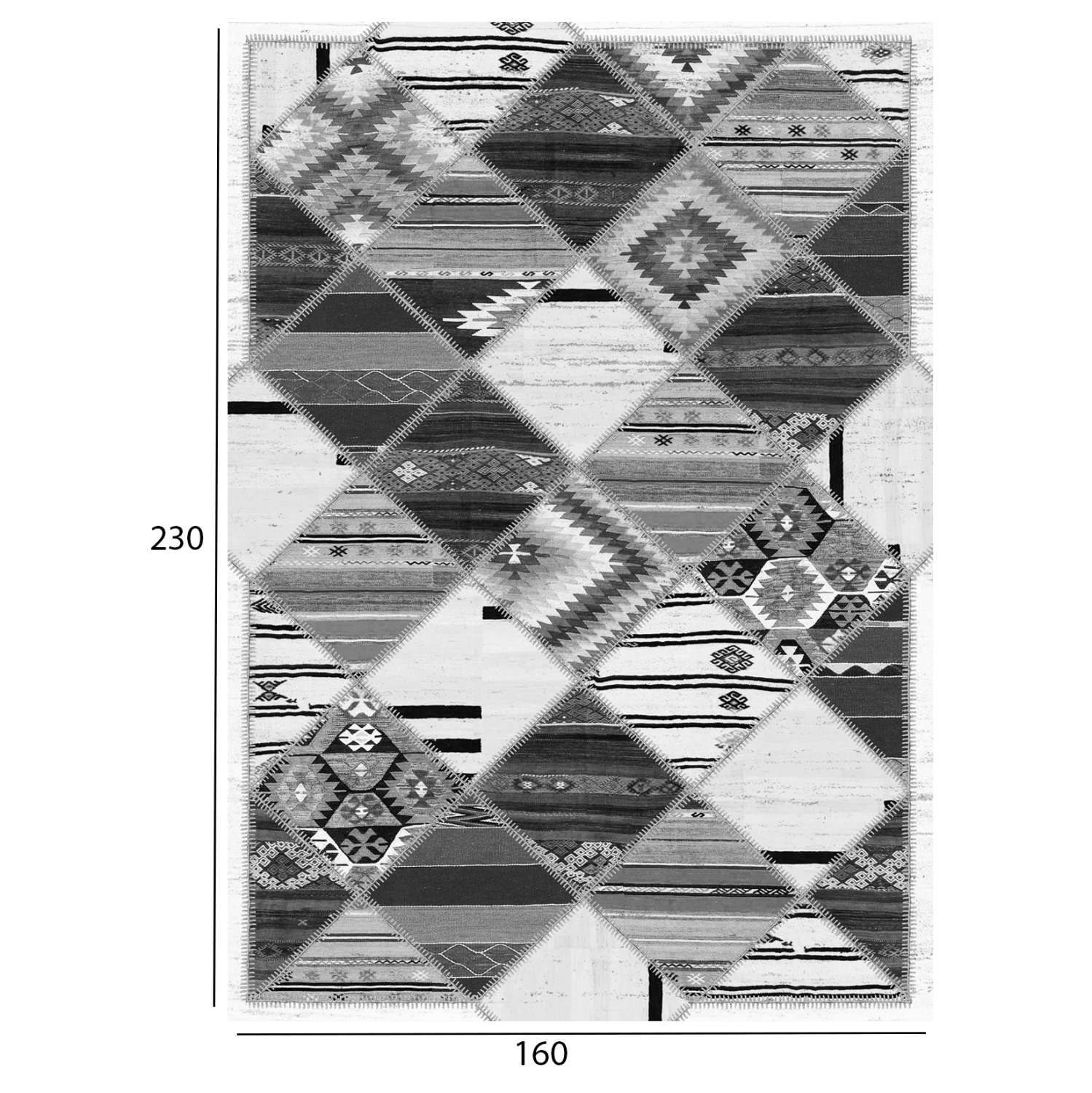 ΧΑΛΙ ΣΑΛΟΝΙΟΥ ETHNIC ΜΕ ΚΡΟΣΙΑ JOSIANE ΓΚΡΙ HM7675.21 160X230 εκ. - Image 2