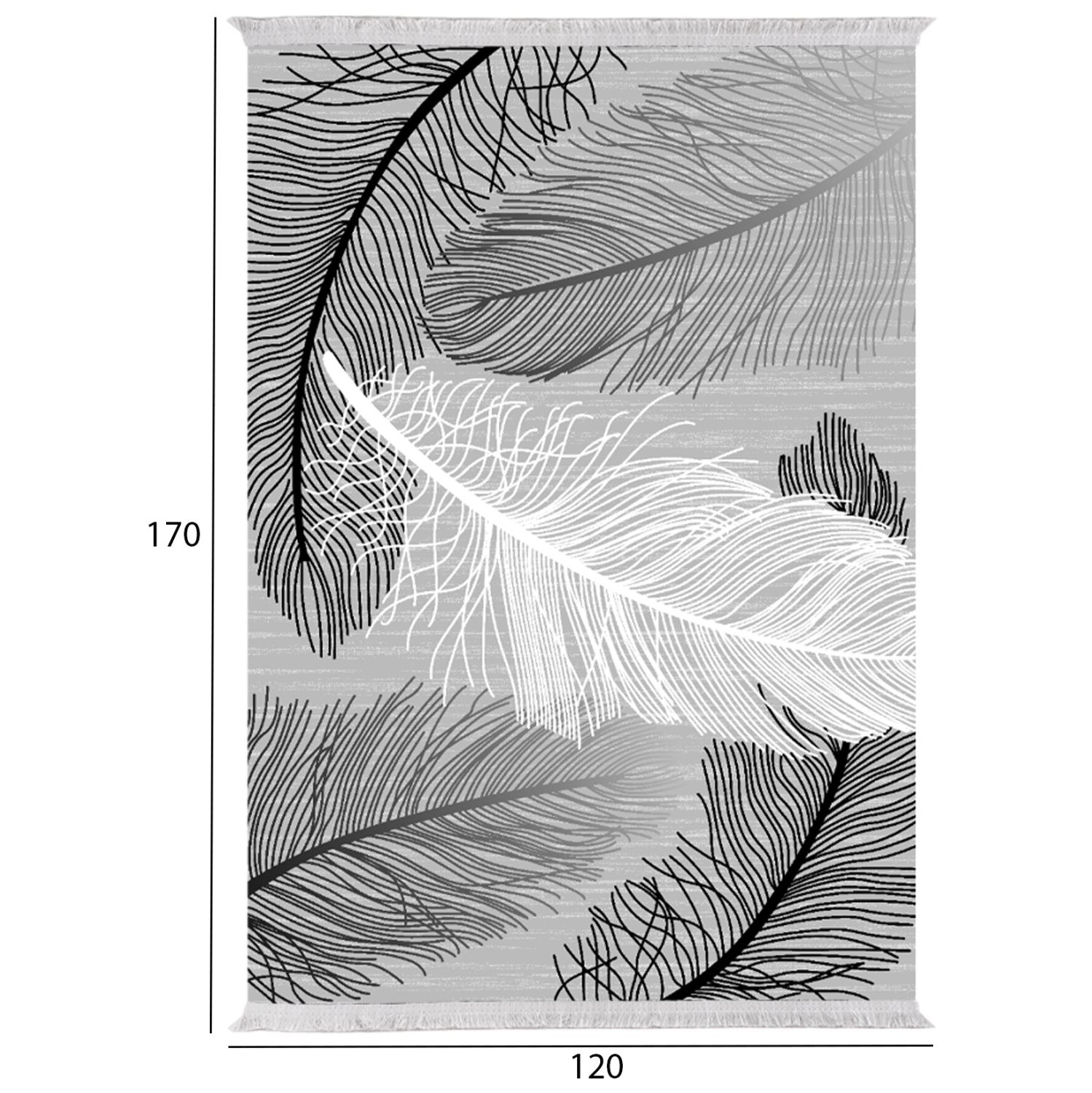 ΧΑΛΙ ΣΑΛΟΝΙΟΥ ΜΕ ΚΡΟΣΙΑ JOSIANE ΦΤΕΡΑ ΓΚΡΙ ΛΕΥΚΟ HM7677.38 120X170 εκ. - Image 2