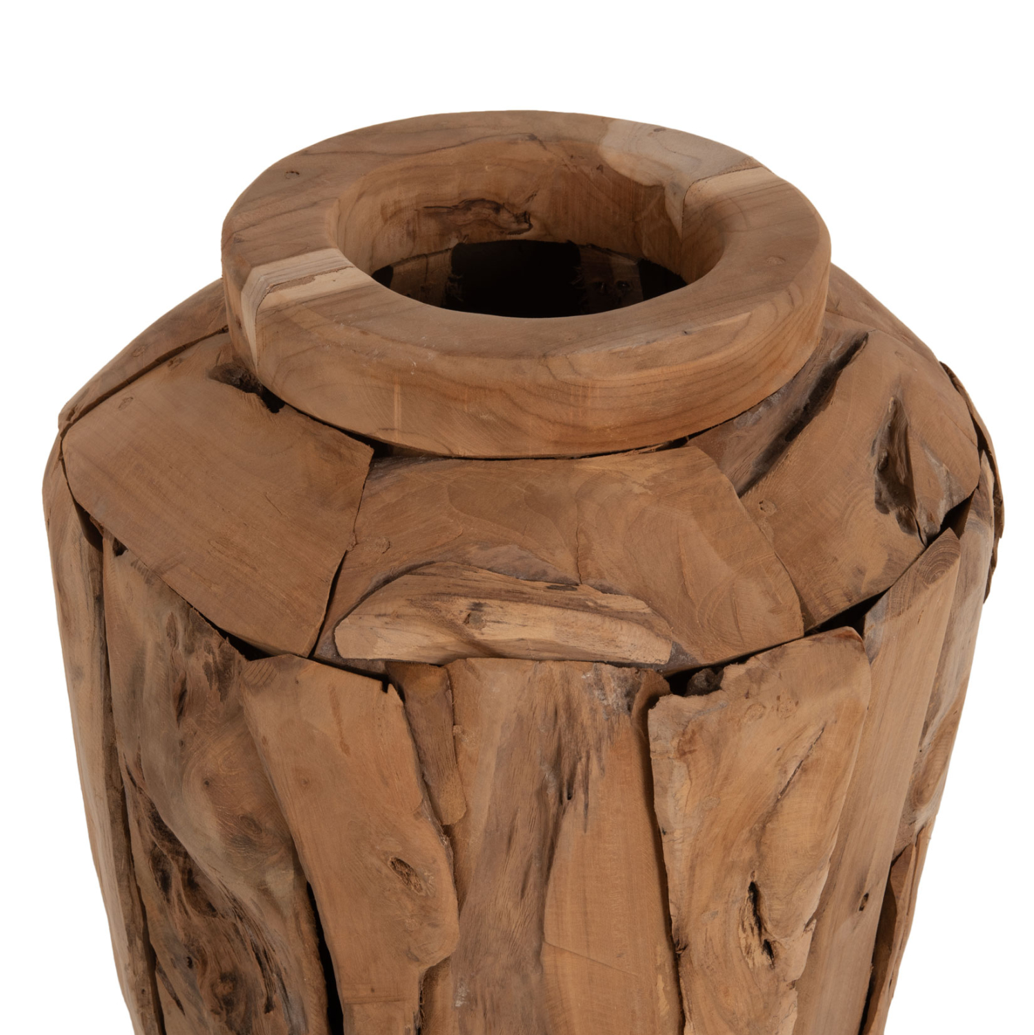 ΔΙΑΚΟΣΜΗΤΙΚΟ ΒΑΖΟ ΔΑΠΕΔΟΥ ZENIA HM7920 ΑΠΟ ΚΟΜΜΑΤΙΑ ΑΝΑΚΥΚΛΩΜΕΝΟΥ ΞΥΛΟΥ TEAK ΣΕ ΦΥΣΙΚΟ Φ40x80Υ εκ. - Image 4