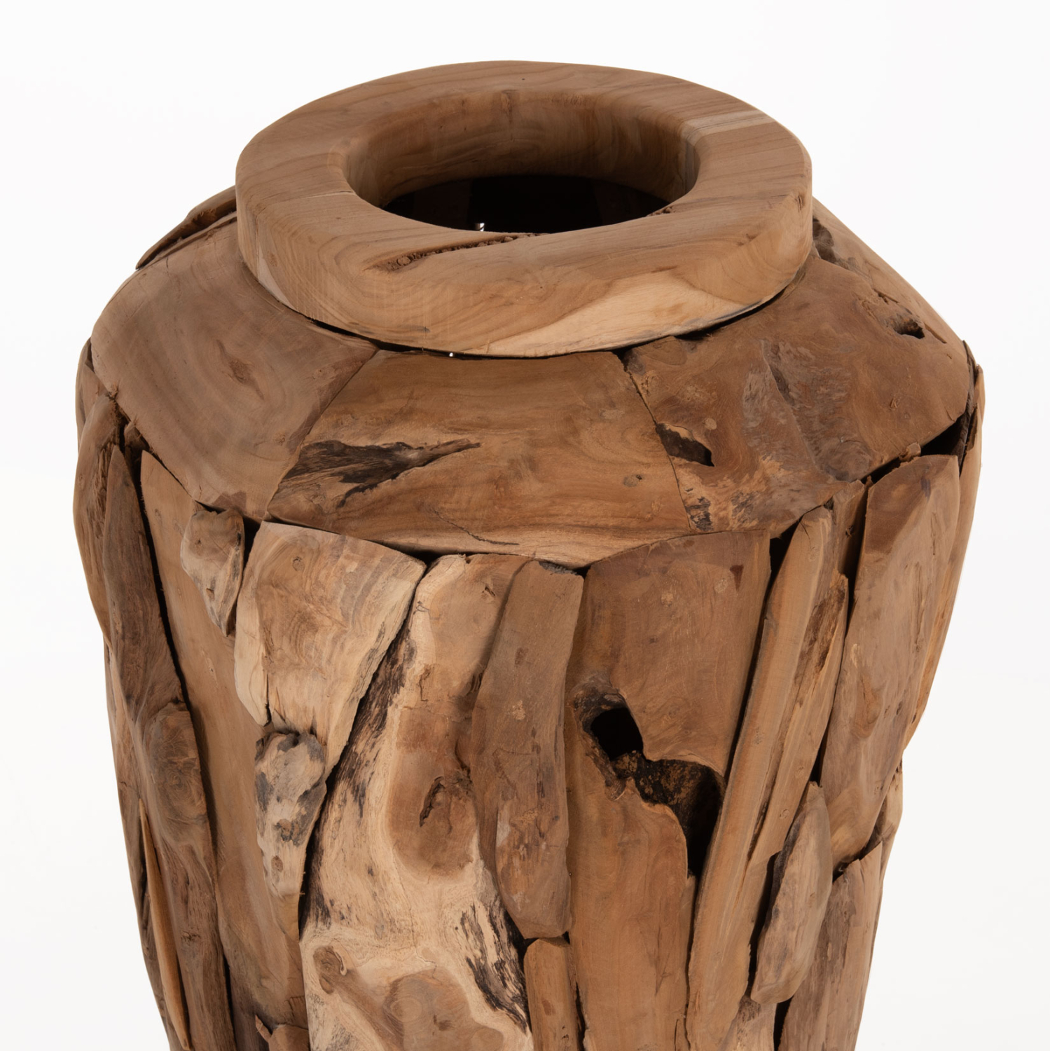 ΔΙΑΚΟΣΜΗΤΙΚΟ ΒΑΖΟ ΔΑΠΕΔΟΥ ZENIA HM7921 ΑΠΟ ΚΟΜΜΑΤΙΑ ΑΝΑΚΥΚΛΩΜΕΝΟΥ ΞΥΛΟΥ TEAK ΣΕ ΦΥΣΙΚΟ Φ50x120Υ εκ. - Image 4