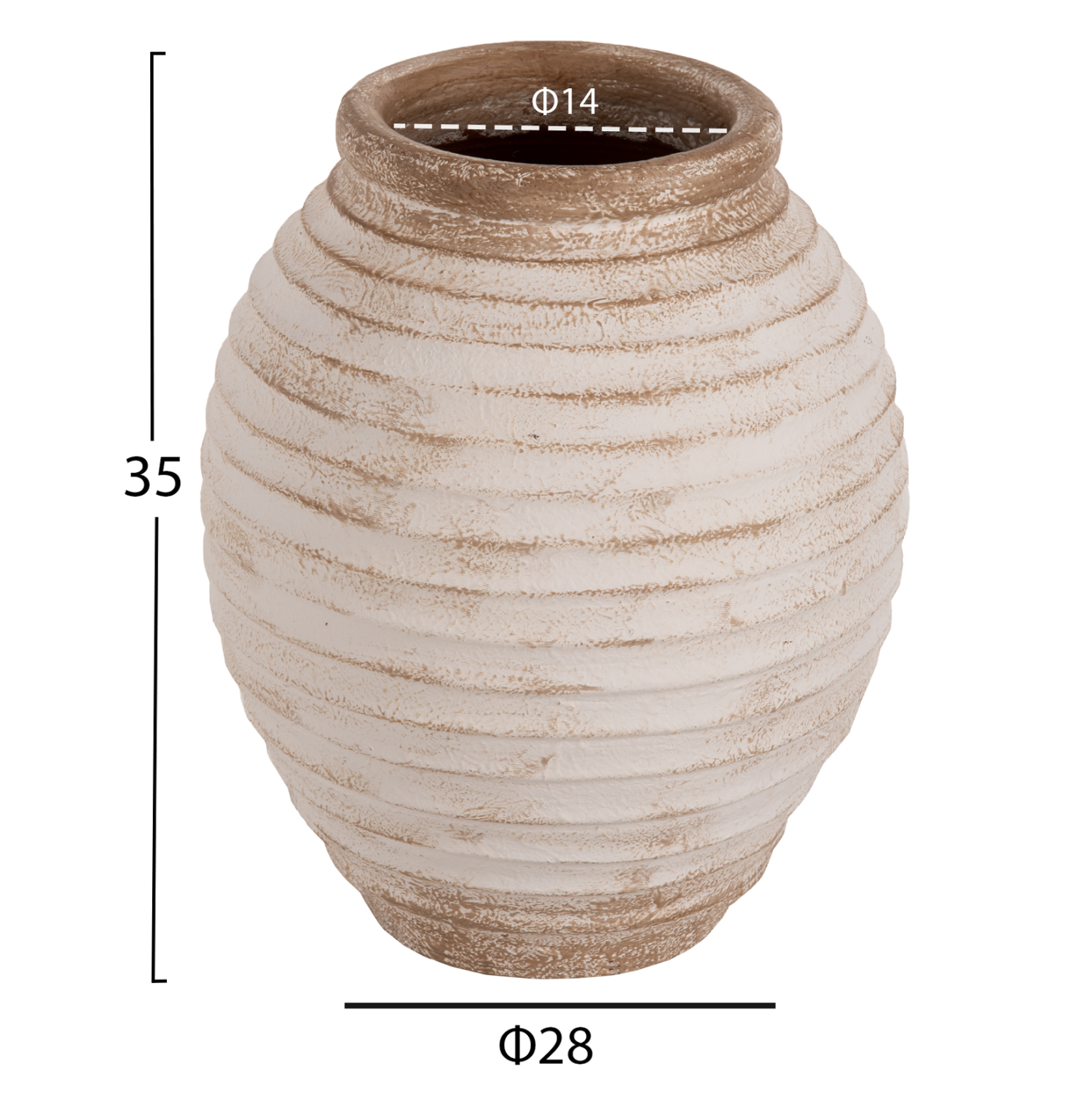 ΔΙΑΚΟΣΜΗΤΙΚΟ ΒΑΖΟ ΔΑΠΕΔΟΥ PYDNA HM7932 ΤΕΡΑΚΟΤΑ ΣΕ ANTIQUE ΛΕΥΚΟ ΜΠΕΖ ΧΡΩΜΑ Φ28x35Yεκ. - Image 2