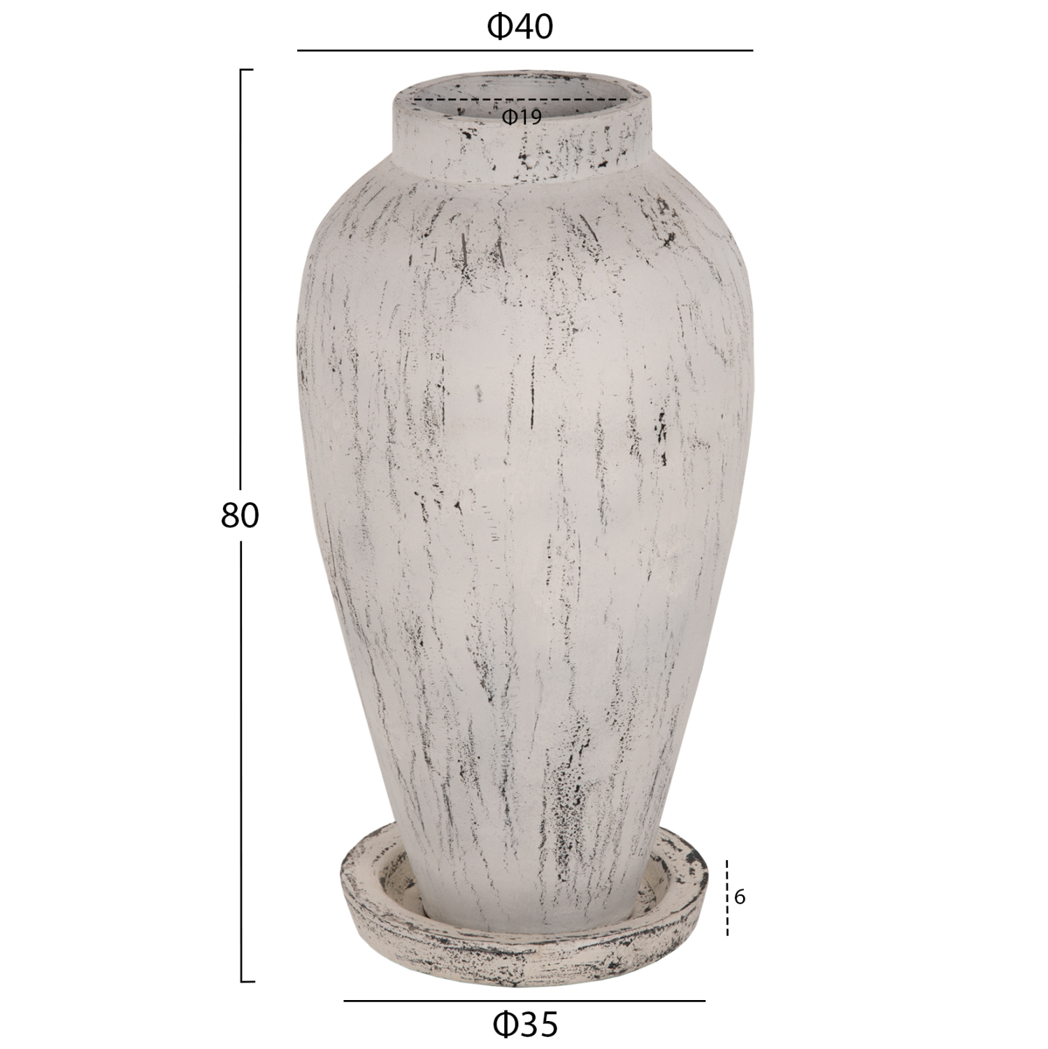 ΔΙΑΚΟΣΜΗΤΙΚΟ ΒΑΖΟ ΔΑΠΕΔΟΥ ΜΕ ΒΑΣΗ-ΠΙΑΤΑΚΙ LAUREL HM7938 ΤΕΡΑΚΟΤΑ- ΛΕΥΚΗ ΠΑΤΙΝΑ Φ40x80Yεκ. - Image 2