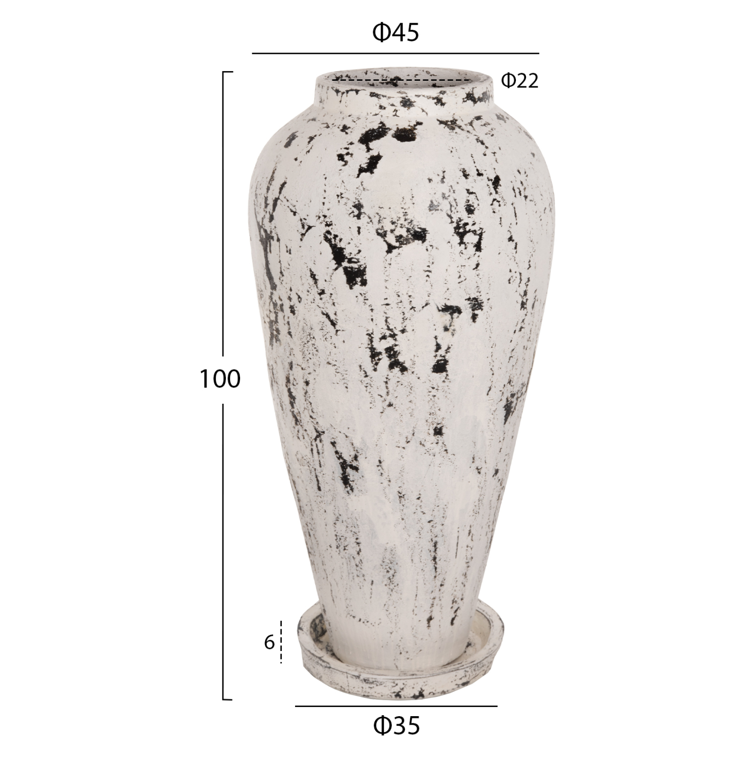 ΔΙΑΚΟΣΜΗΤΙΚΟ ΒΑΖΟ ΔΑΠΕΔΟΥ ΜΕ ΒΑΣΗ-ΠΙΑΤΑΚΙ LAUREL HM7937 ΤΕΡΑΚΟΤΑ- ΛΕΥΚΗ ΠΑΤΙΝΑ Φ45x100Y εκ. - Image 2