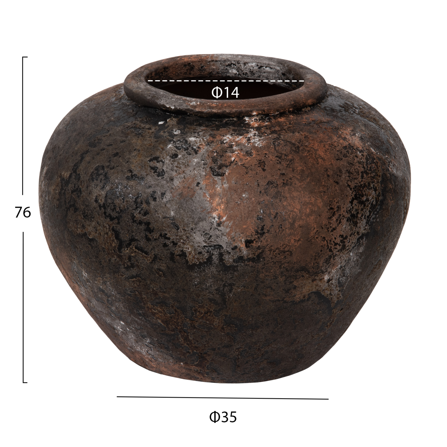 ΔΙΑΚΟΣΜΗΤΙΚΟ ΒΑΖΟ HM4195 ΤΕΡΑΚΟΤΑ ΣΕ ΠΑΛΑΙΩΜΕΝΟ ΑΝΘΡΑΚΙ Φ35x27Υεκ. - Image 2