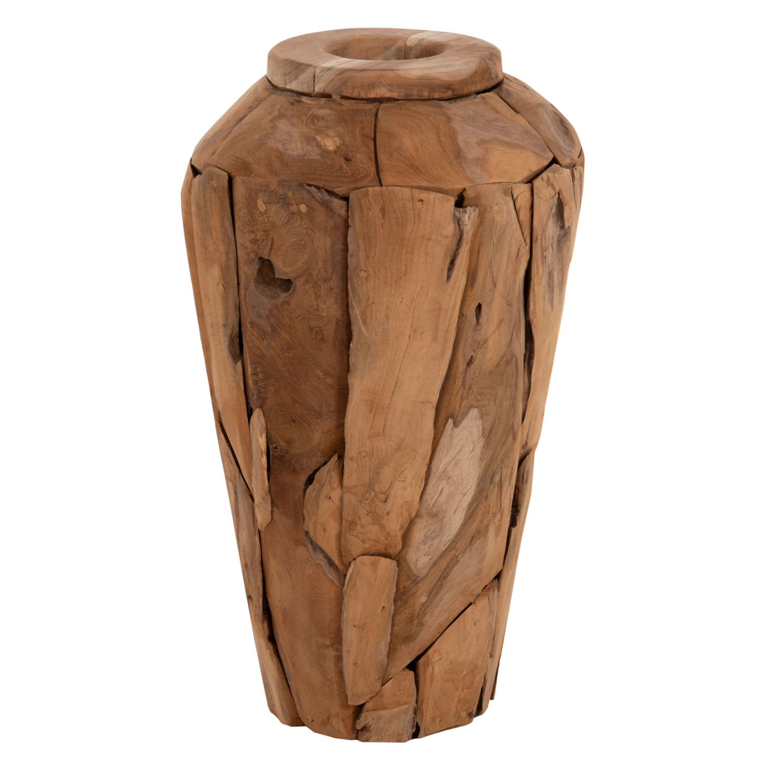 ΔΙΑΚΟΣΜΗΤΙΚΟ ΒΑΖΟ ZENIA HM7919 ΑΠΟ ΚΟΜΜΑΤΙΑ ΑΝΑΚΥΚΛΩΜΕΝΟΥ ΞΥΛΟΥ TEAK ΣΕ ΦΥΣΙΚΟ Φ30x60Y εκ. - Image 3