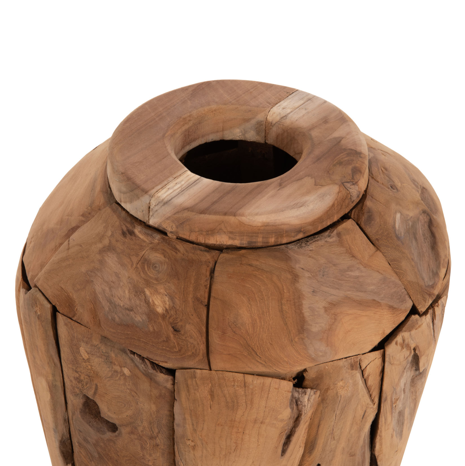 ΔΙΑΚΟΣΜΗΤΙΚΟ ΒΑΖΟ ZENIA HM7919 ΑΠΟ ΚΟΜΜΑΤΙΑ ΑΝΑΚΥΚΛΩΜΕΝΟΥ ΞΥΛΟΥ TEAK ΣΕ ΦΥΣΙΚΟ Φ30x60Y εκ. - Image 4