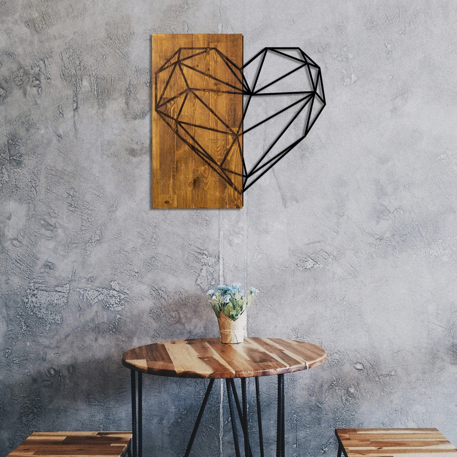 ΔΙΑΚΟΣΜΗΤΙΚΟ ΤΟΙΧΟΥ ΞΥΛΙΝΟ ΜΑΣΙΦ ΜΕ ΜΕΤΑΛΛΙΚΗ ΚΑΡΔΙΑ HM7219 58x58 εκ. - Image 4