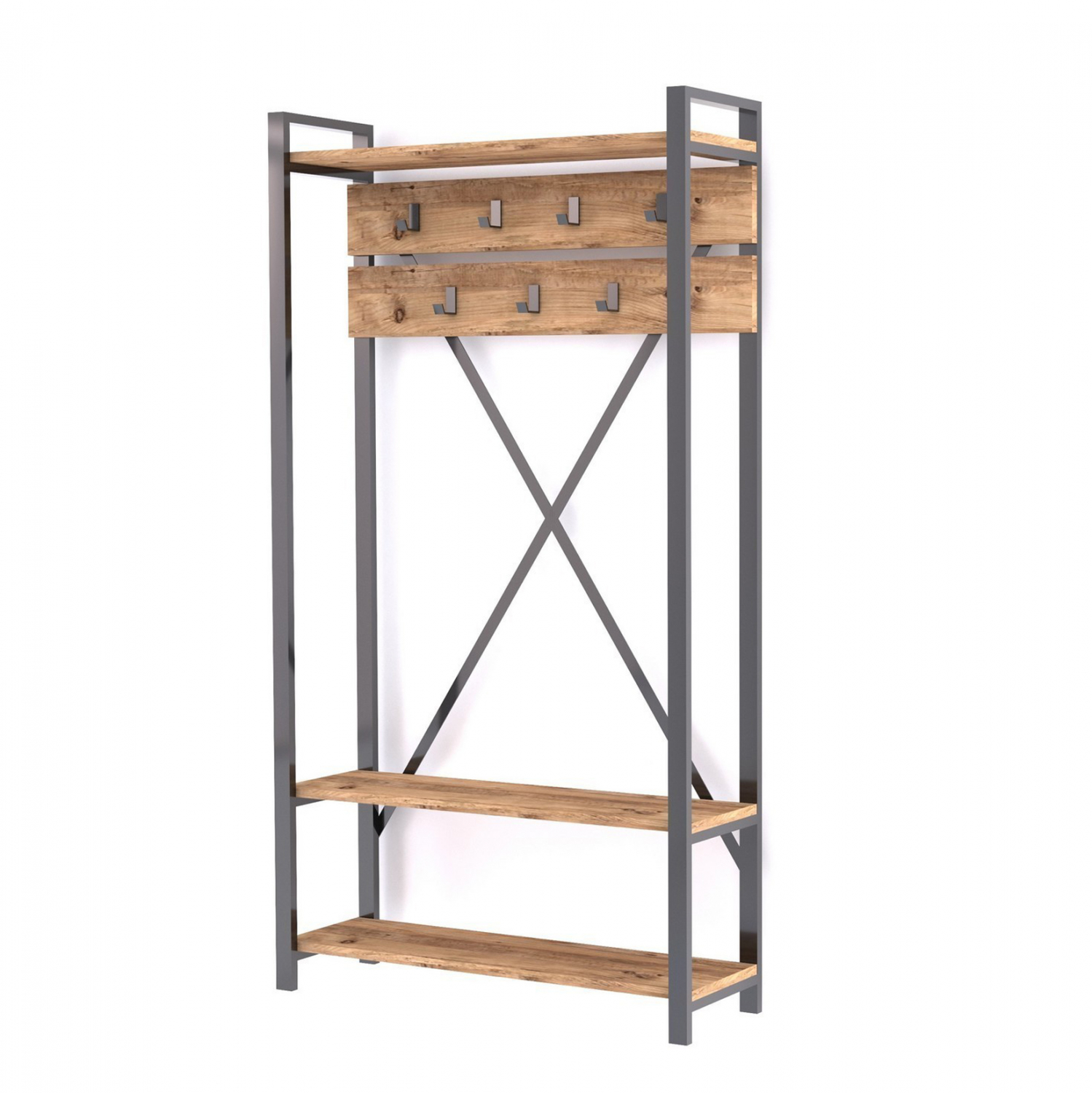 ΕΠΙΠΛΟ ΕΙΣΟΔΟΥ HM8943.01 NATURAL WOOD & ΜΑΥΡΟ 90x34x180 εκ. - Image 2