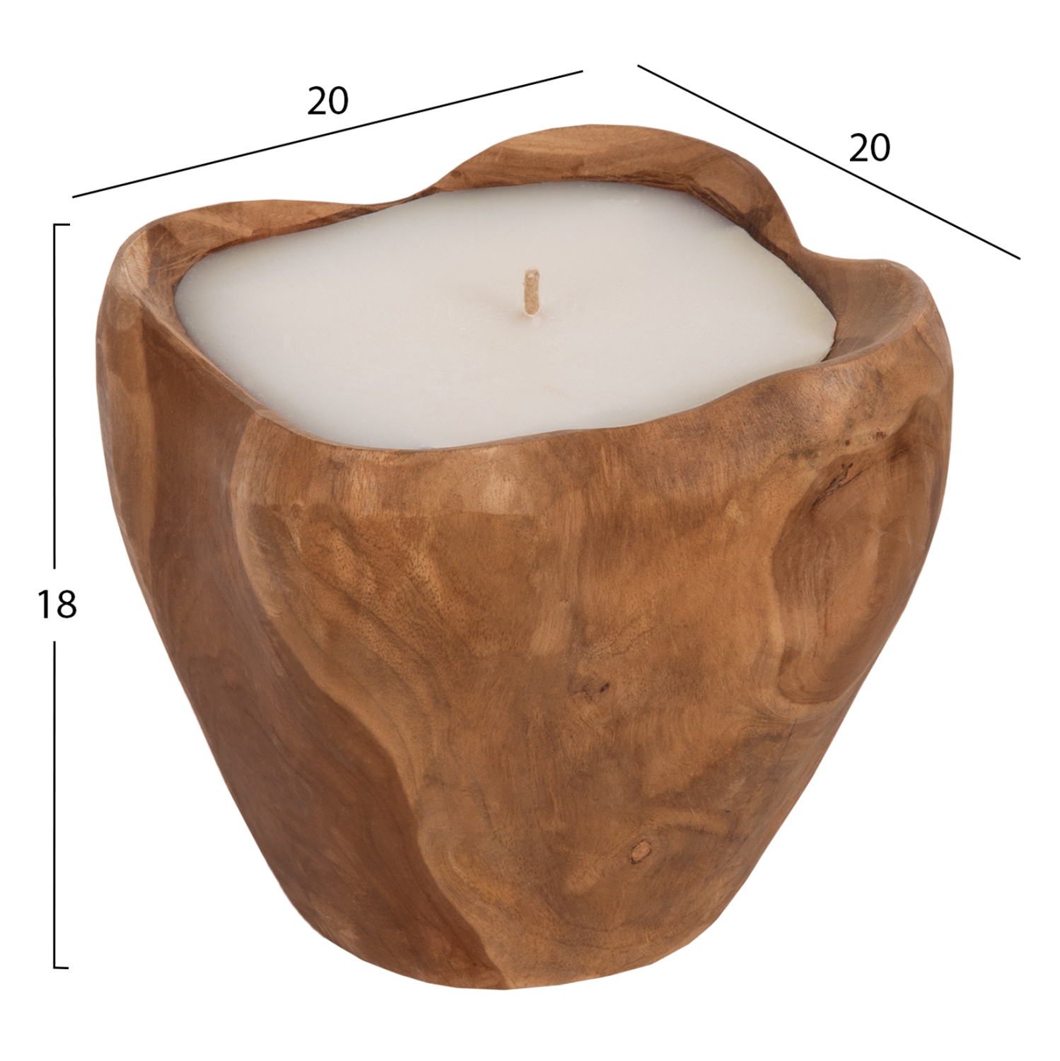 ΕΠΙΤΡΑΠΕΖΙΟ ΔΙΑΚΟΣΜΗΤΙΚΟ ΚΕΡΙ HM9625 ΡΙΖΑ ΤΕΑΚ ΜΕ ΠΑΡΑΦΙΝΗ-ΦΥΣΙΚΟ ΛΕΥΚΟ 20x20x18Υεκ. - Image 2