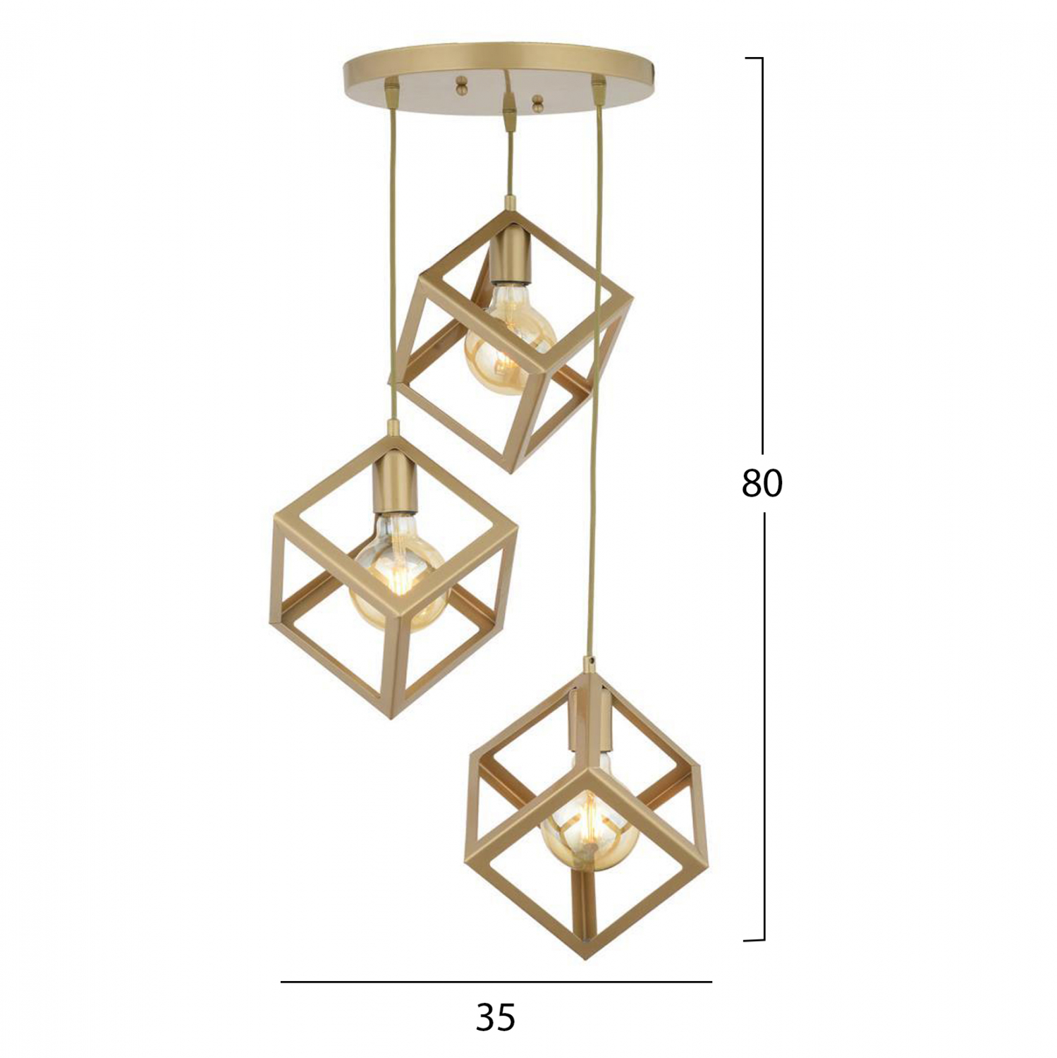 ΦΩΤΙΣΤΙΚΟ ΟΡΟΦΗΣ 3ΦΩΤΟ ΜΕΤΑΛΛΙΚΟ ΧΡΥΣΟ HM7419.02 35x80Υ εκ. - Image 2