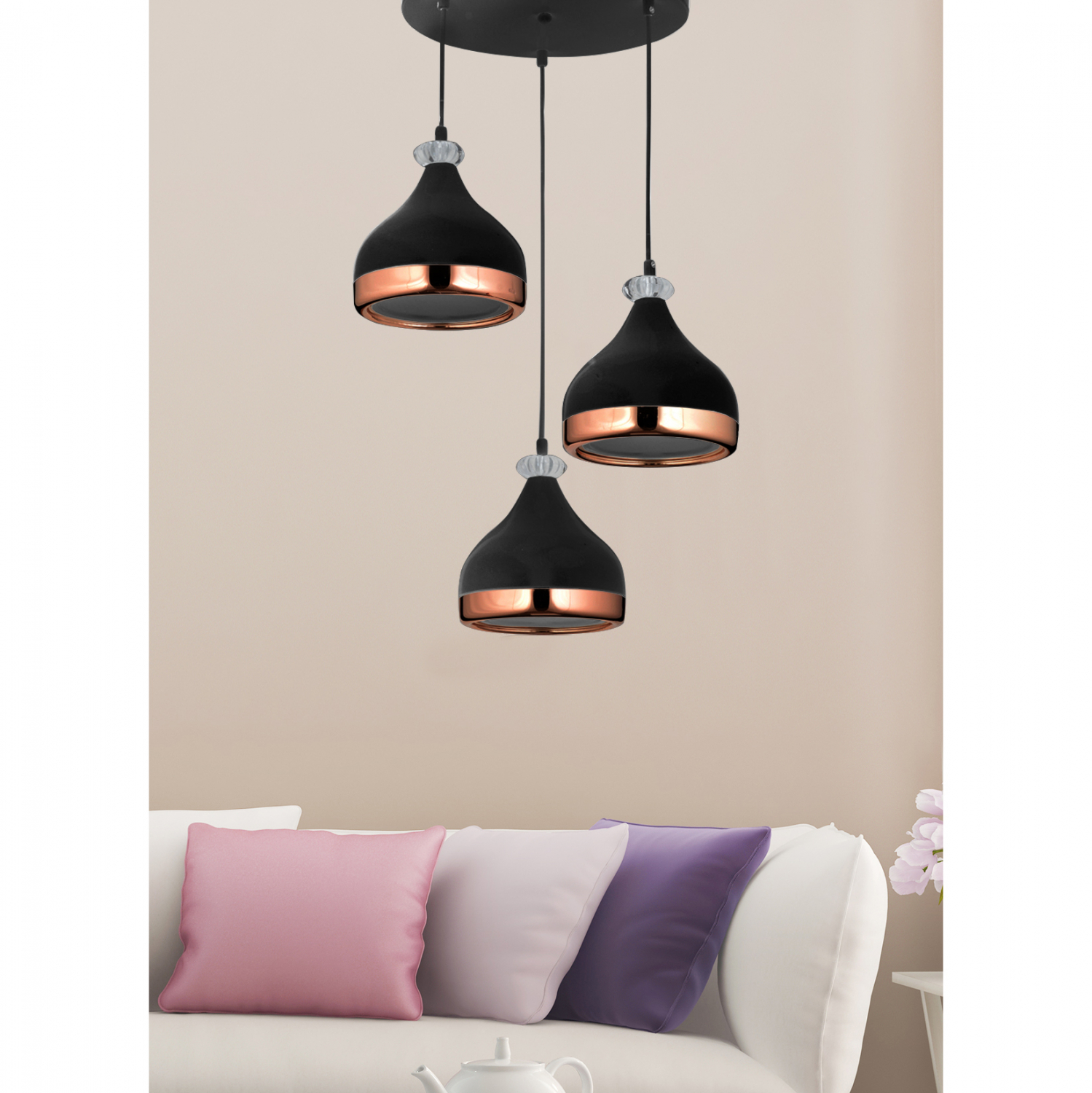 ΦΩΤΙΣΤΙΚΟ ΟΡΟΦΗΣ 3ΦΩΤΟ ΜΕΤΑΛΛΙΚΟ ΜΑΥΡΟ HM7524.01 30x30x75 εκ. - Image 3