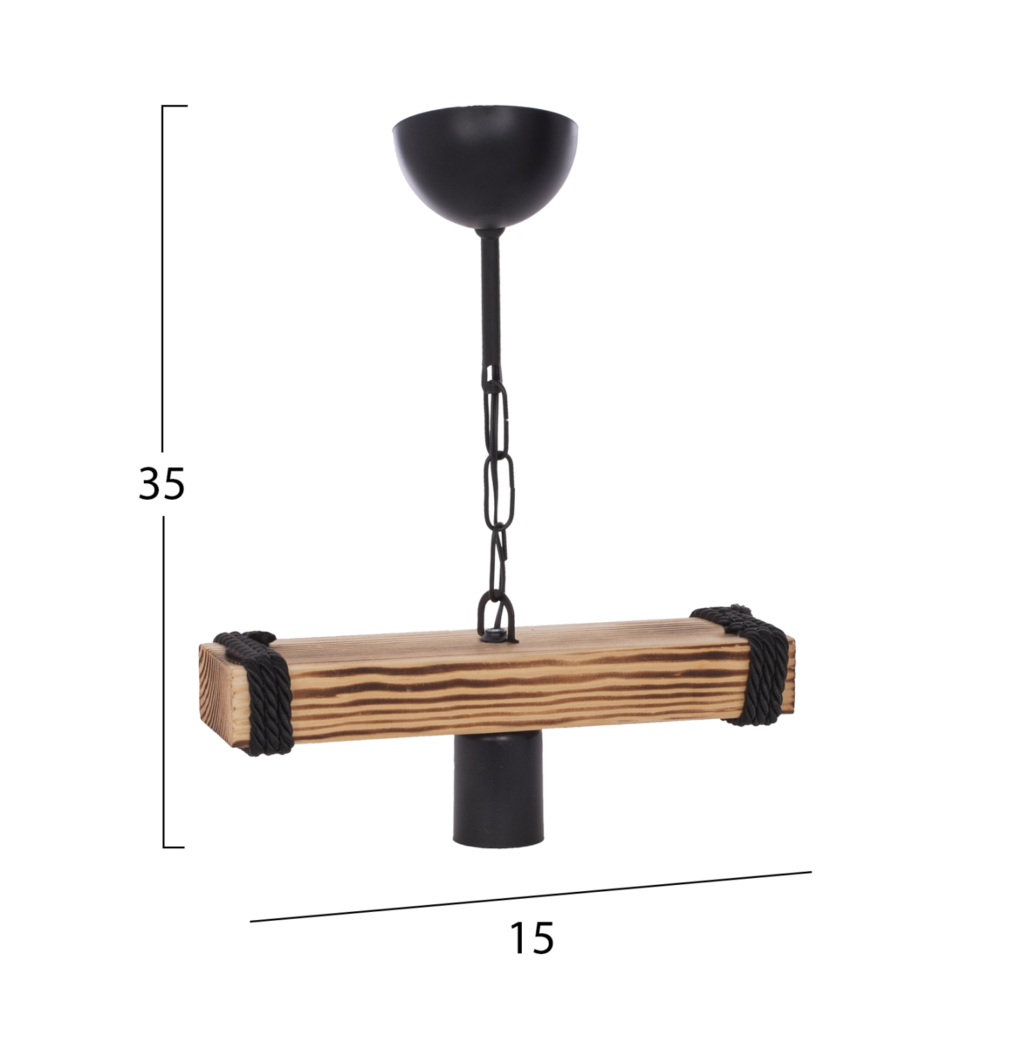 ΦΩΤΙΣΤΙΚΟ ΟΡΟΦΗΣ ΑΛΥΣΙΔΑ ΜΕ ΞΥΛΟ ΚΑΙ ΕΛΕΥΘΕΡΗ ΛΑΜΠΑ 15x11x35Υ εκ.HM7697.01 - Image 2