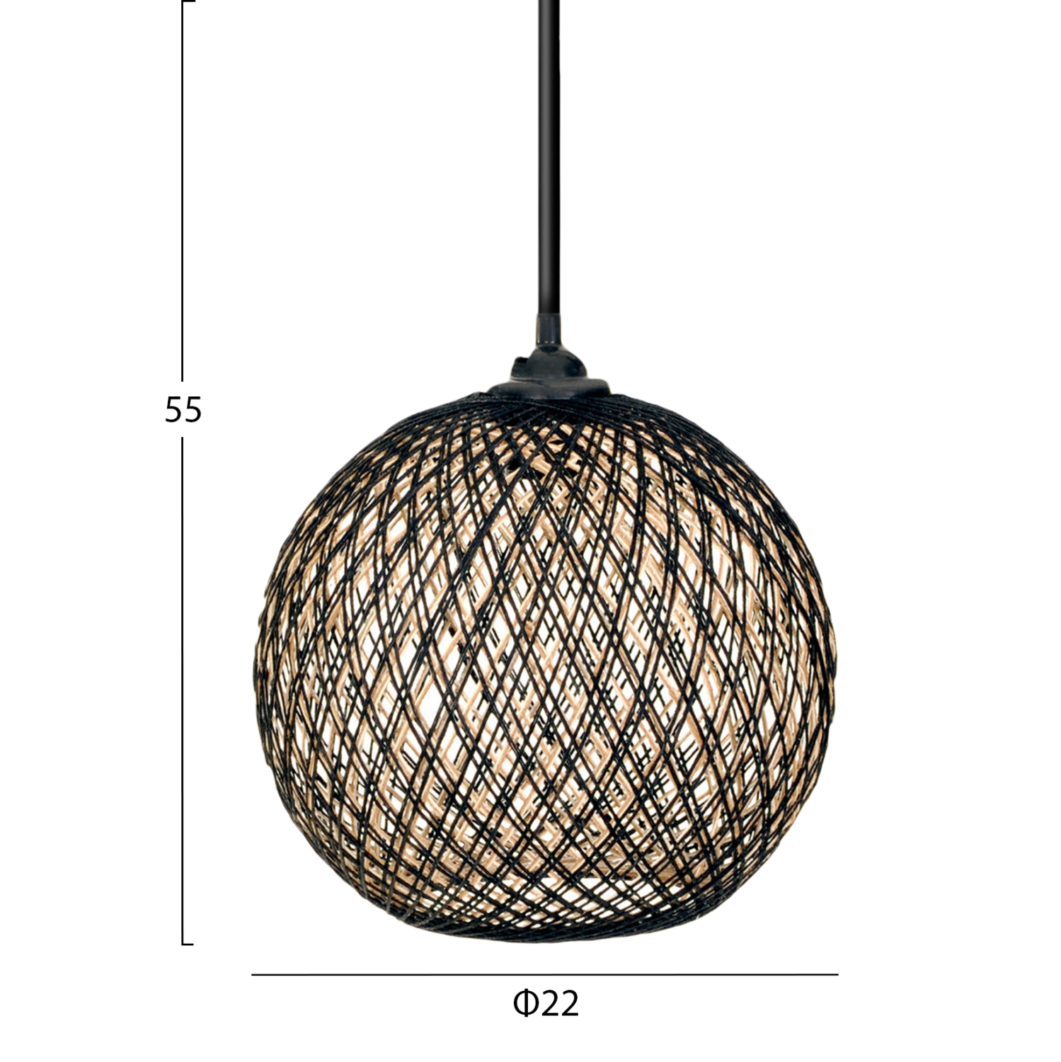 ΦΩΤΙΣΤΙΚΟ ΟΡΟΦΗΣ ΕΣΩΤΕΡΙΚΟΥ ΧΩΡΟΥ ΚΡΕΜΑΣΤΟ HM7352.03 ΑΠΟ ΣΧΟΙΝΙ ΜΑΥΡΟ ΜΠΕΖ Φ22x55Υ εκ. - Image 2