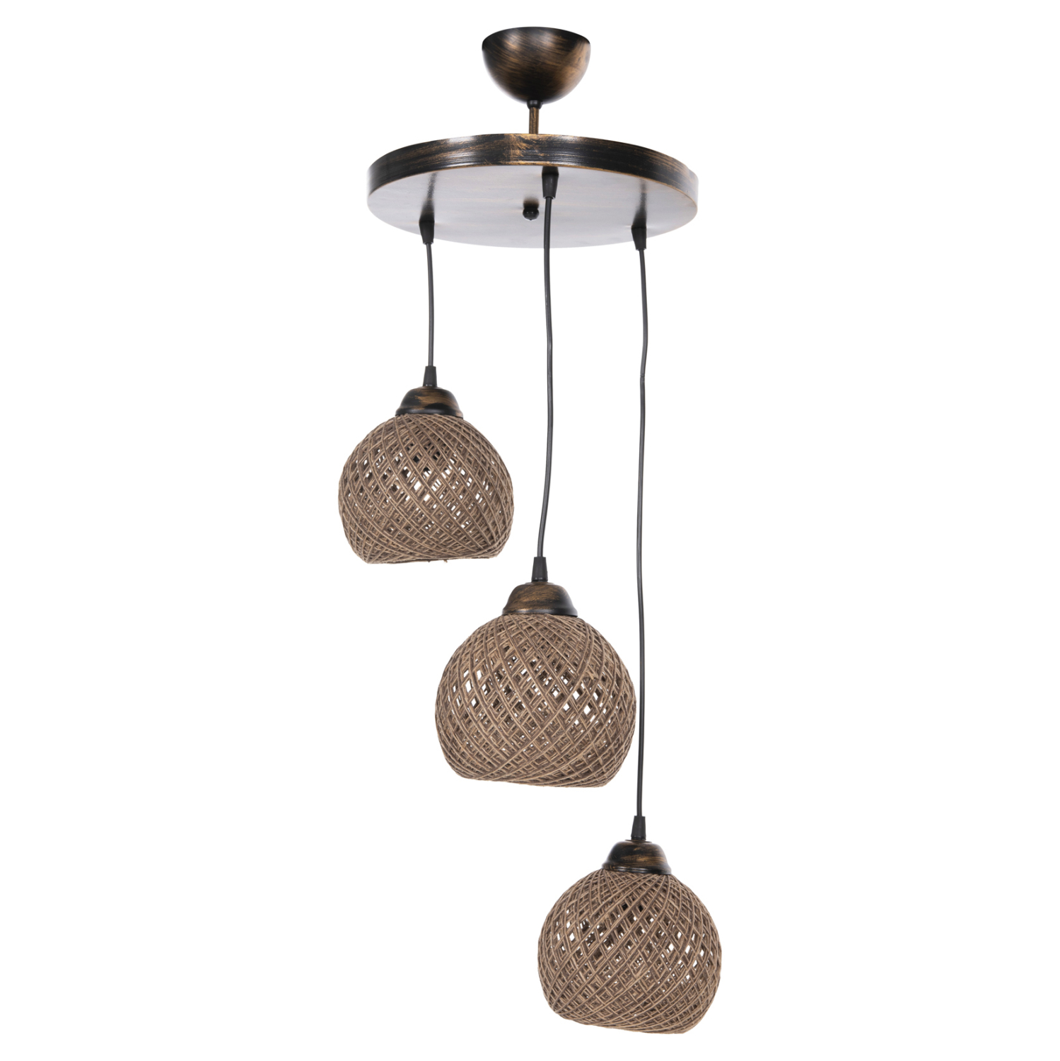 ΦΩΤΙΣΤΙΚΟ ΟΡΟΦΗΣ ΕΣΩΤΕΡΙΚΟΥ ΧΩΡΟΥ ΚΡΕΜΑΣΤΟ HM7359.01 ΑΠΟ ΜΕΤΑΛΛΟ & ΣΧΟΙΝΙ ΣΚΟΥΡΟ ΜΠΕΖ 32x32x80Υ εκ. - Image 3