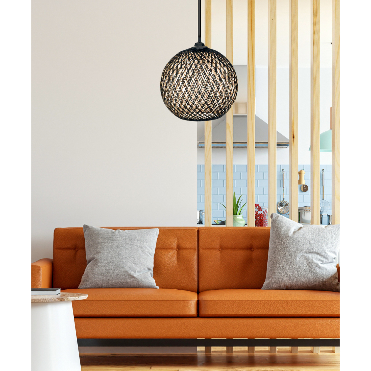 ΦΩΤΙΣΤΙΚΟ ΟΡΟΦΗΣ ΕΣΩΤΕΡΙΚΟΥ ΧΩΡΟΥ ΚΡΕΜΑΣΤΟ HM7352.03 ΑΠΟ ΣΧΟΙΝΙ ΜΑΥΡΟ ΜΠΕΖ Φ22x55Υ εκ. - Image 3