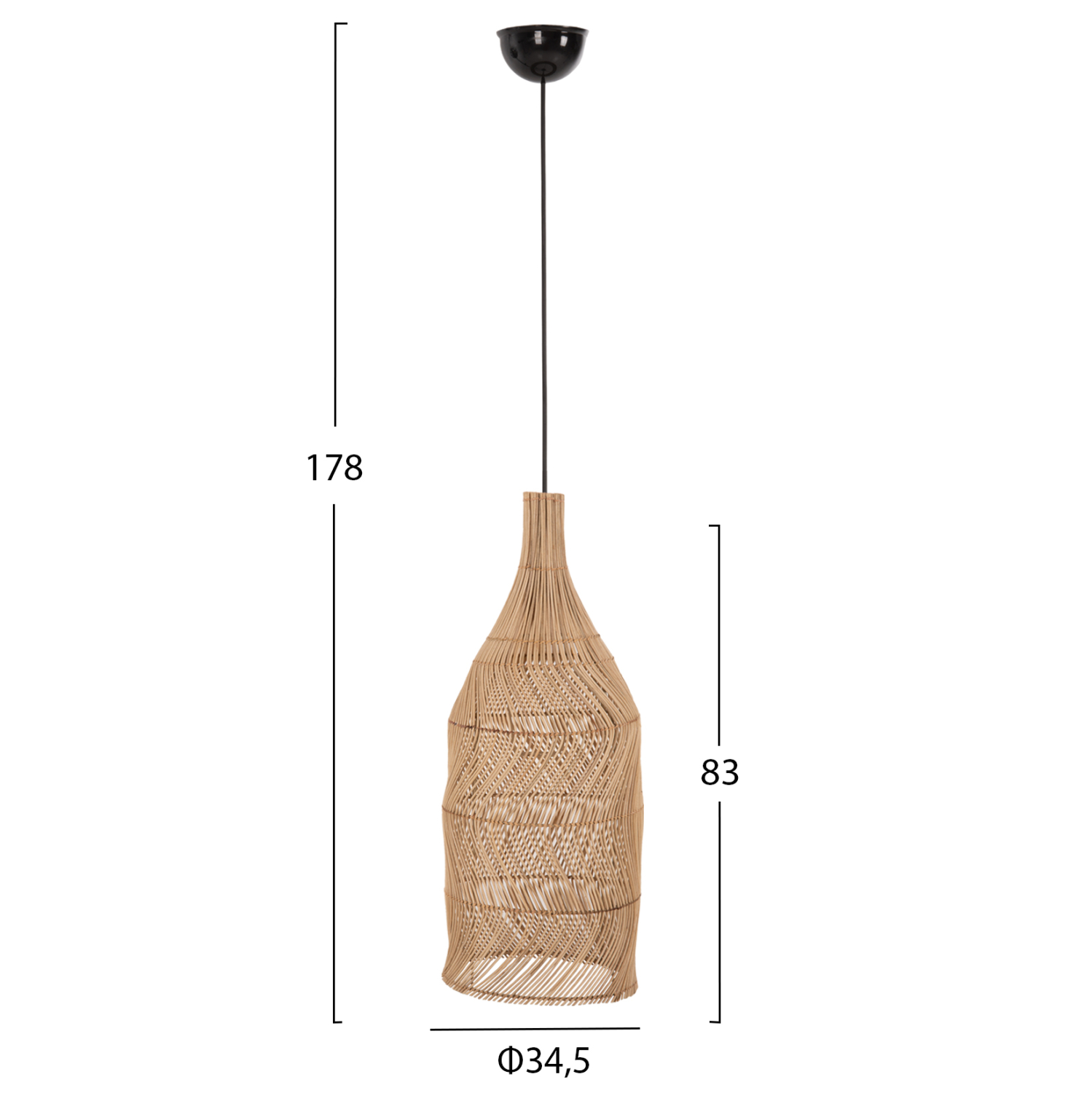 ΦΩΤΙΣΤΙΚΟ ΟΡΟΦΗΣ HM7886 ΚΡΕΜΑΣΤΟ ΑΠΟ RATTAN ΣΕ ΦΥΣΙΚΟ ΧΡΩΜΑ Φ34,5x178Yεκ. - Image 2