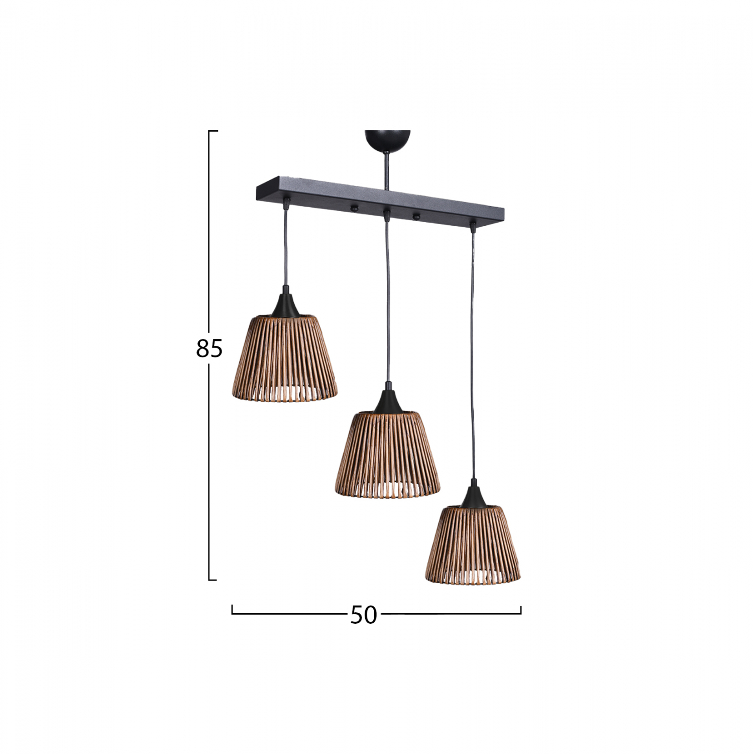 ΦΩΤΙΣΤΙΚΟ ΟΡΟΦΗΣ ΕΣΩΤΕΡΙΚΟΥ ΧΩΡΟΥ ΚΡΕΜΑΣΤΟ 3ΦΩΤΟ ΜΑΥΡΟ HM7482 50x16x85Υεκ. - Image 2