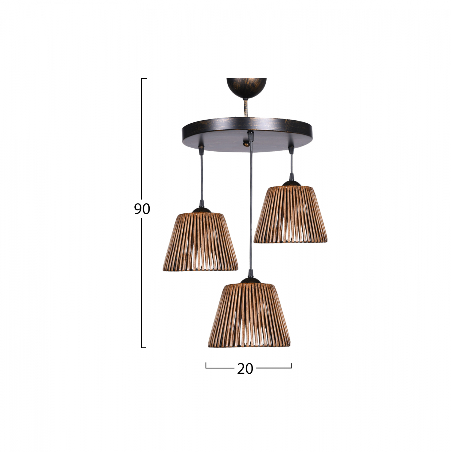 ΦΩΤΙΣΤΙΚΟ ΟΡΟΦΗΣ ΕΣΩΤΕΡΙΚΟΥ ΧΩΡΟΥ ΚΡΕΜΑΣΤΟ 3ΦΩΤΟ ΜΠΡΟΝΖΕ HM7481 20x16x90Υεκ. - Image 2