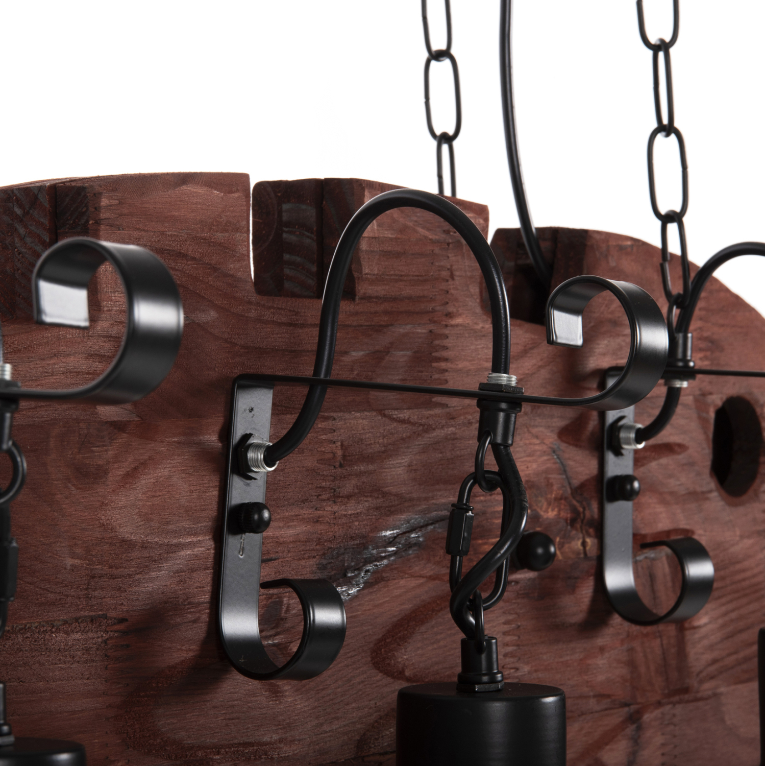 ΦΩΤΙΣΤΙΚΟ ΟΡΟΦΗΣ ΚΡΕΜΑΣΤΟ 6-ΦΩΤΟ HM4118 ΞΥΛΙΝΟ ΨΑΡΙ-ΜΑΥΡΟ ΜΕΤΑΛΛΟ-ΓΥΑΛΙ 95x35x116Υεκ - Image 6