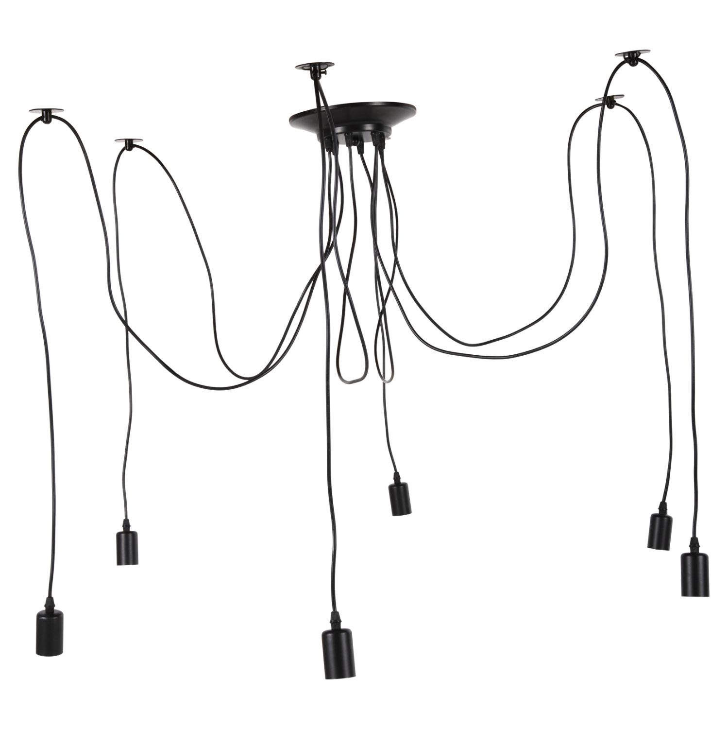 ΦΩΤΙΣΤΙΚΟ ΟΡΟΦΗΣ ΚΡΕΜΑΣΤΟ 6-ΦΩΤΟ HM4175 ΜΑΥΡΟ ΜΕΤΑΛΛΙΚΟ-ΜΑΥΡΑ ΚΑΛΩΔΙΑ Φ100x180Υ - Image 2