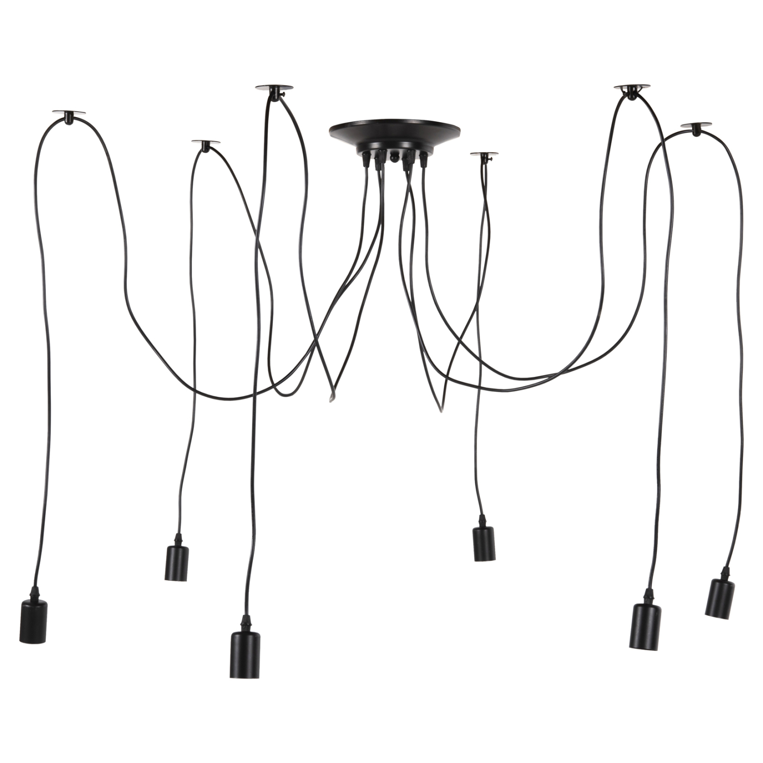 ΦΩΤΙΣΤΙΚΟ ΟΡΟΦΗΣ ΚΡΕΜΑΣΤΟ 6-ΦΩΤΟ HM4175 ΜΑΥΡΟ ΜΕΤΑΛΛΙΚΟ-ΜΑΥΡΑ ΚΑΛΩΔΙΑ Φ100x180Υ