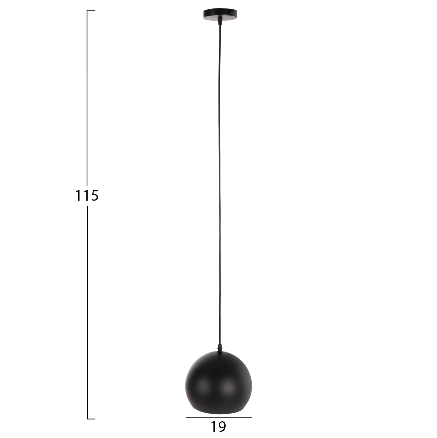 ΦΩΤΙΣΤΙΚΟ ΟΡΟΦΗΣ ΚΡΕΜΑΣΤΟ HM4107 ΜΑΥΡΟ ΜΕΤΑΛΛΙΚΟ ΚΑΠΕΛΟ 19x19x115Υ εκ. - Image 2