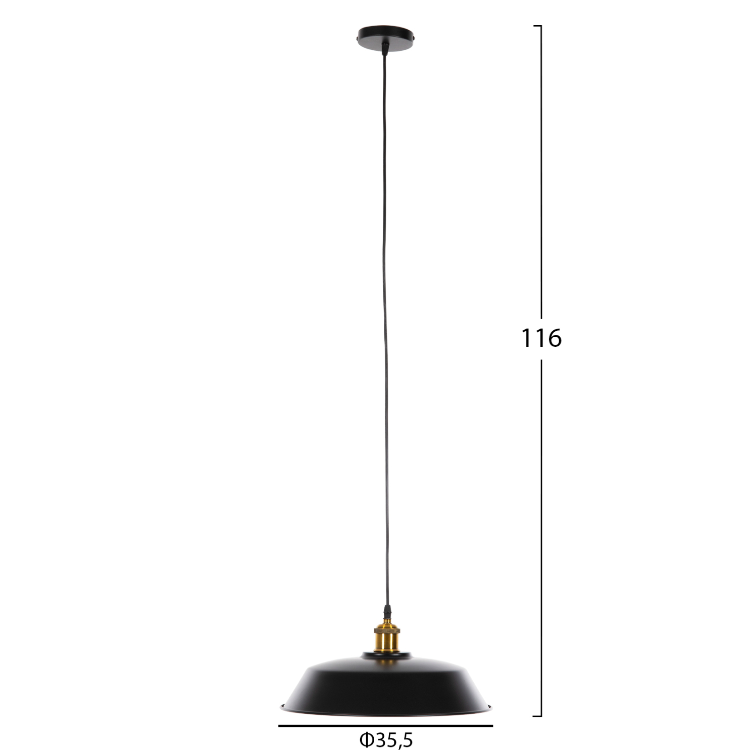 ΦΩΤΙΣΤΙΚΟ ΟΡΟΦΗΣ ΚΡΕΜΑΣΤΟ HM4174.01 ΜΑΥΡΟ ΜΕΤΑΛΛΟ ΧΡΥΣΗ ΛΕΠΤΟΜΕΡΕΙΑ Φ35,5x116Υεκ - Image 2