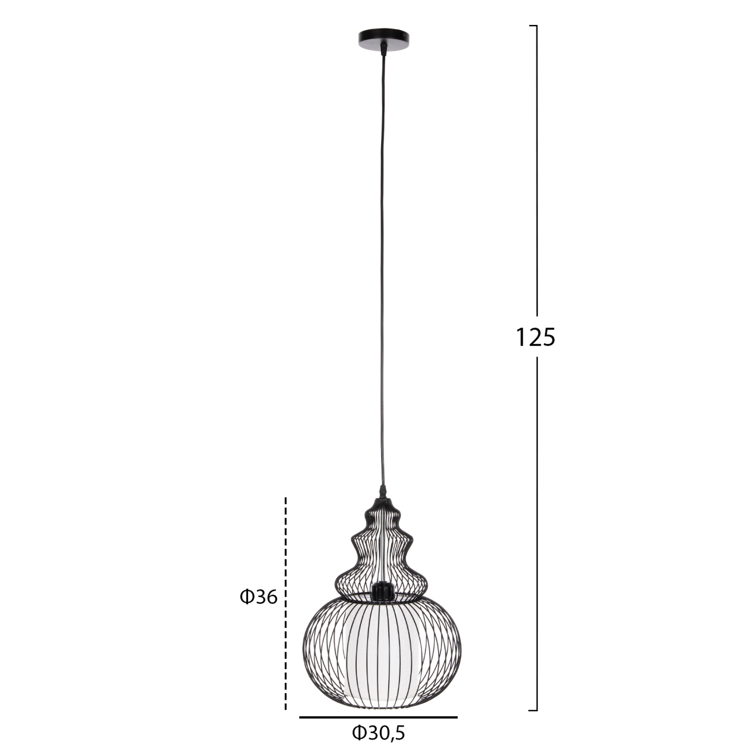 ΦΩΤΙΣΤΙΚΟ ΟΡΟΦΗΣ ΚΡΕΜΑΣΤΟ HM4183 ΜΑΥΡΟ ΜΕΤΑΛΛΟ 30,5x30,5x125Υεκ. - Image 2