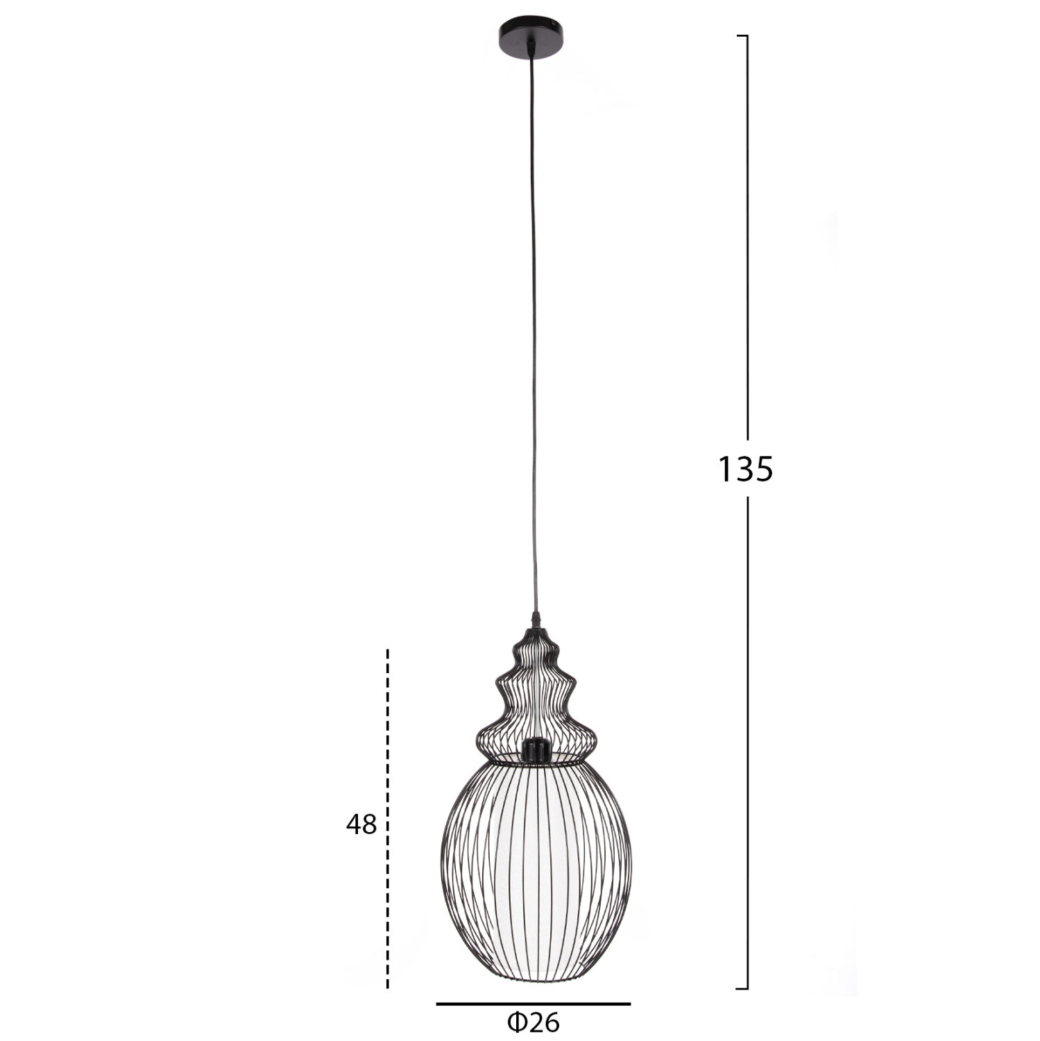 ΦΩΤΙΣΤΙΚΟ ΟΡΟΦΗΣ ΚΡΕΜΑΣΤΟ HM4184 ΜΑΥΡΟ ΜΕΤΑΛΛΟ 26x26x125Υεκ. - Image 2