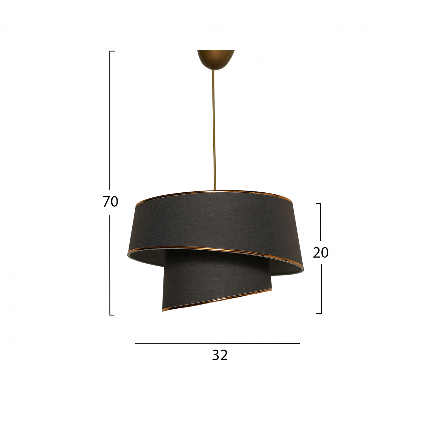 ΦΩΤΙΣΤΙΚΟ ΟΡΟΦΗΣ ΚΡΕΜΑΣΤΟ HM7356.02 ΜΕΤΑΛΛΟ ΚΑΙ ΥΦΑΣΜΑ ΑΝΘΡΑΚΙ ΧΡΥΣΟ Φ32x70Υ εκ. - Image 2