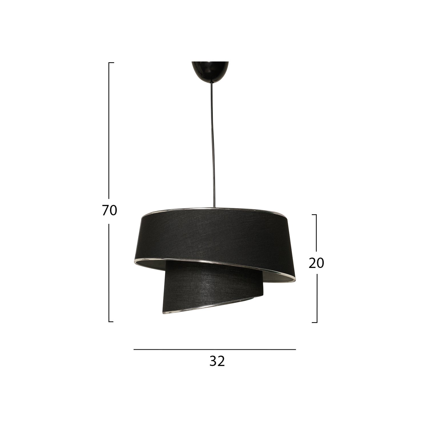 ΦΩΤΙΣΤΙΚΟ ΟΡΟΦΗΣ ΚΡΕΜΑΣΤΟ HM7356.05 ΜΕΤΑΛΛΟ ΚΑΙ ΥΦΑΣΜΑ ΜΑΥΡΟ ΑΣΗΜΙ Φ32x70Υ εκ. - Image 2